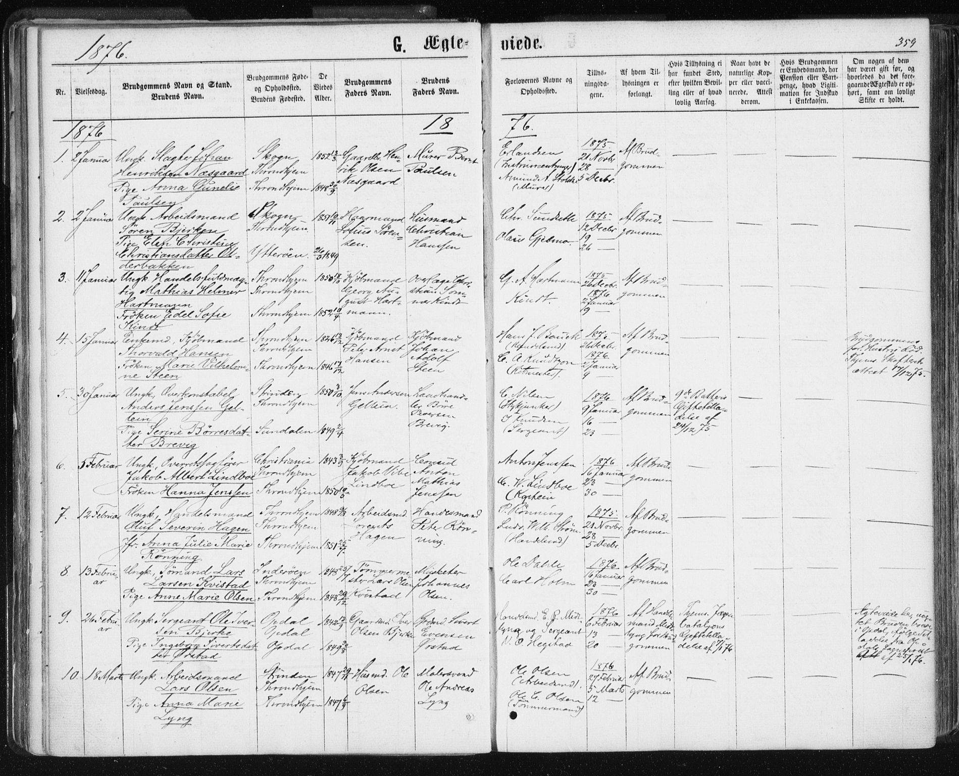 Ministerialprotokoller, klokkerbøker og fødselsregistre - Sør-Trøndelag, SAT/A-1456/601/L0055: Parish register (official) no. 601A23, 1866-1877, p. 359
