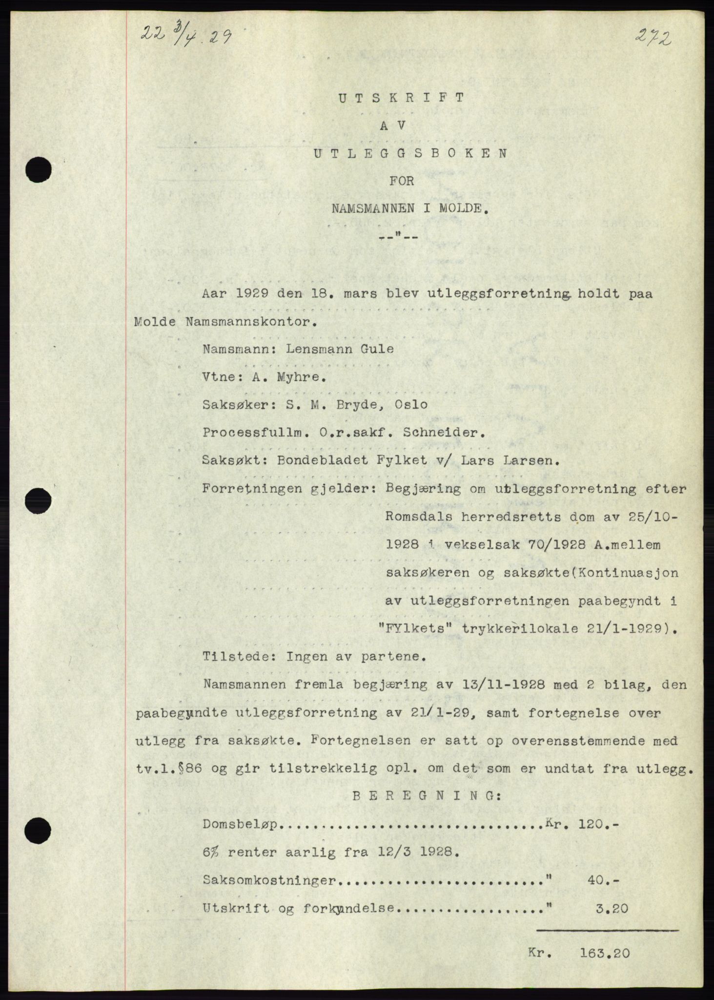 Molde byfogd, AV/SAT-A-0025/2/2C/L0011: Mortgage book no. 11, 1926-1932, Deed date: 03.04.1929