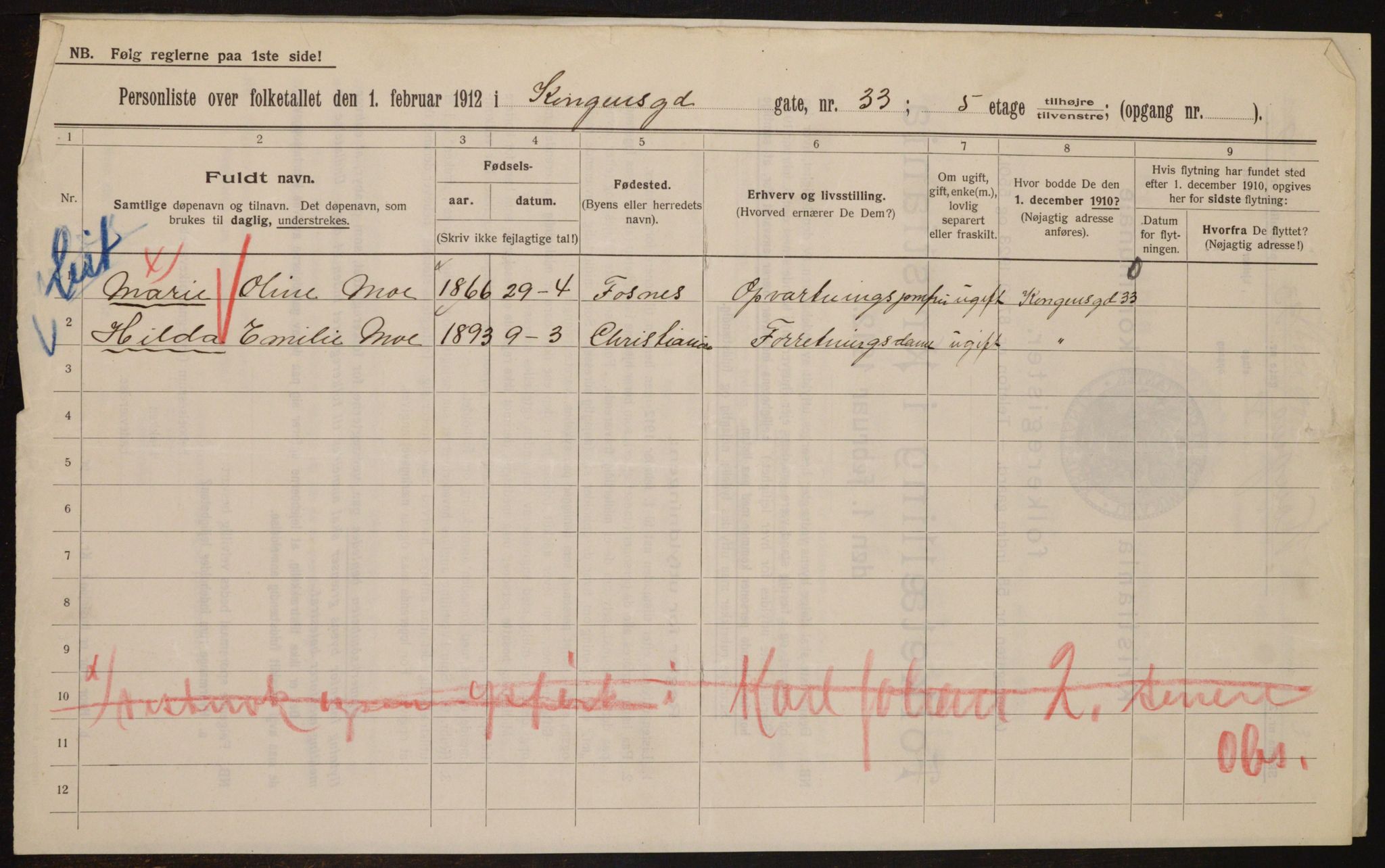 OBA, Municipal Census 1912 for Kristiania, 1912, p. 52906