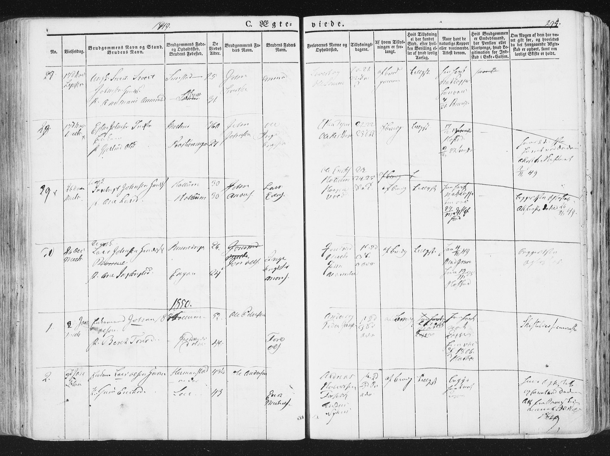 Ministerialprotokoller, klokkerbøker og fødselsregistre - Sør-Trøndelag, AV/SAT-A-1456/691/L1074: Parish register (official) no. 691A06, 1842-1852, p. 295
