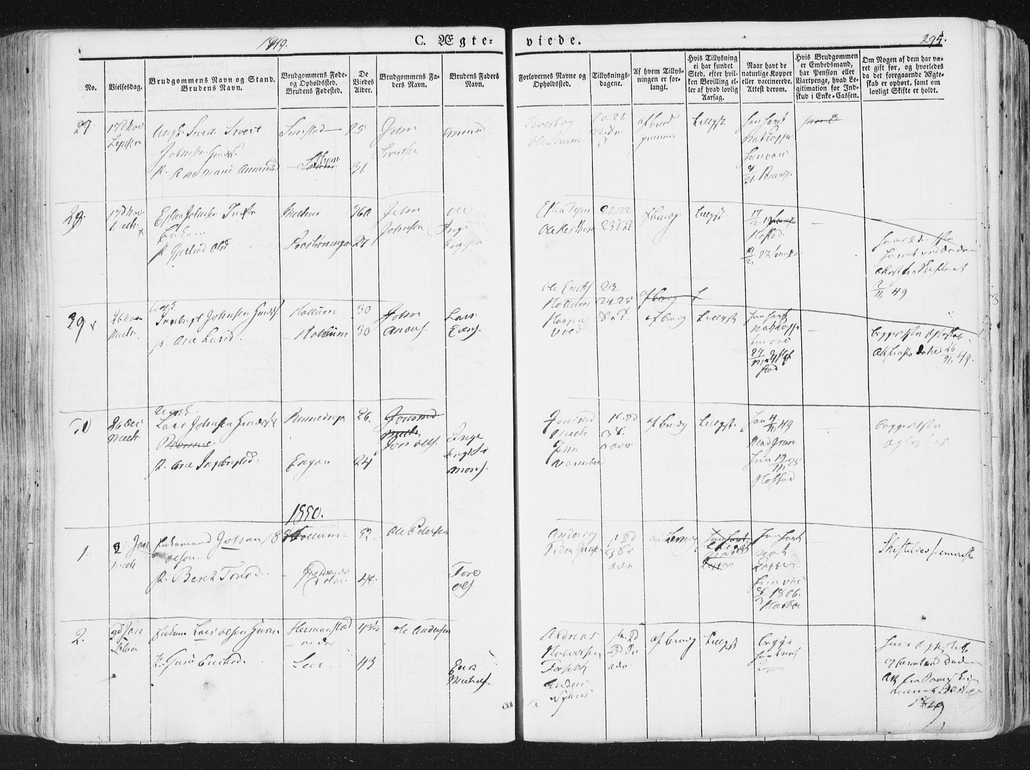Ministerialprotokoller, klokkerbøker og fødselsregistre - Sør-Trøndelag, SAT/A-1456/691/L1074: Parish register (official) no. 691A06, 1842-1852, p. 295