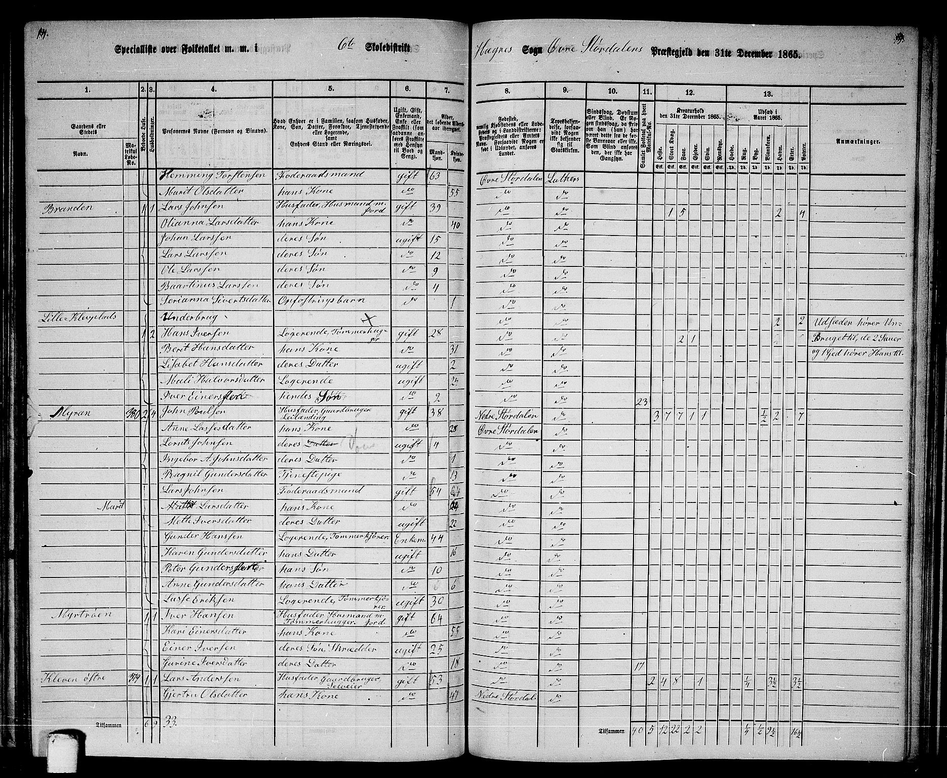 RA, 1865 census for Øvre Stjørdal, 1865, p. 101