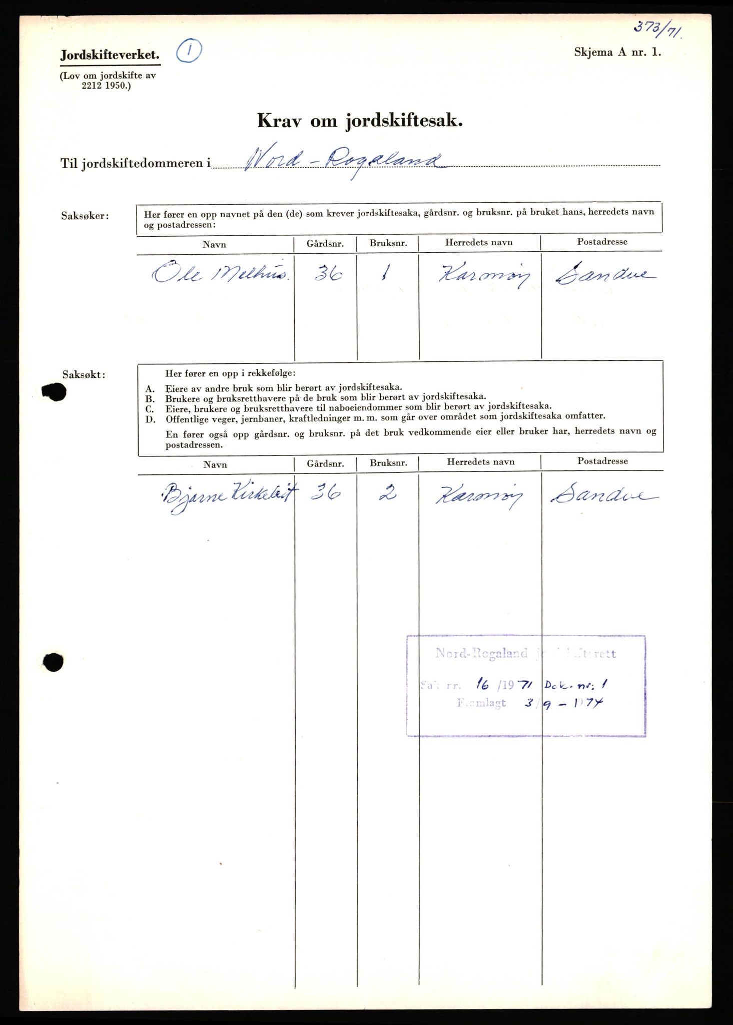 Nord-Rogaland jordskifterett, AV/SAST-A-102427/Oc/L0008: Karmøy, 1955-1976, p. 337