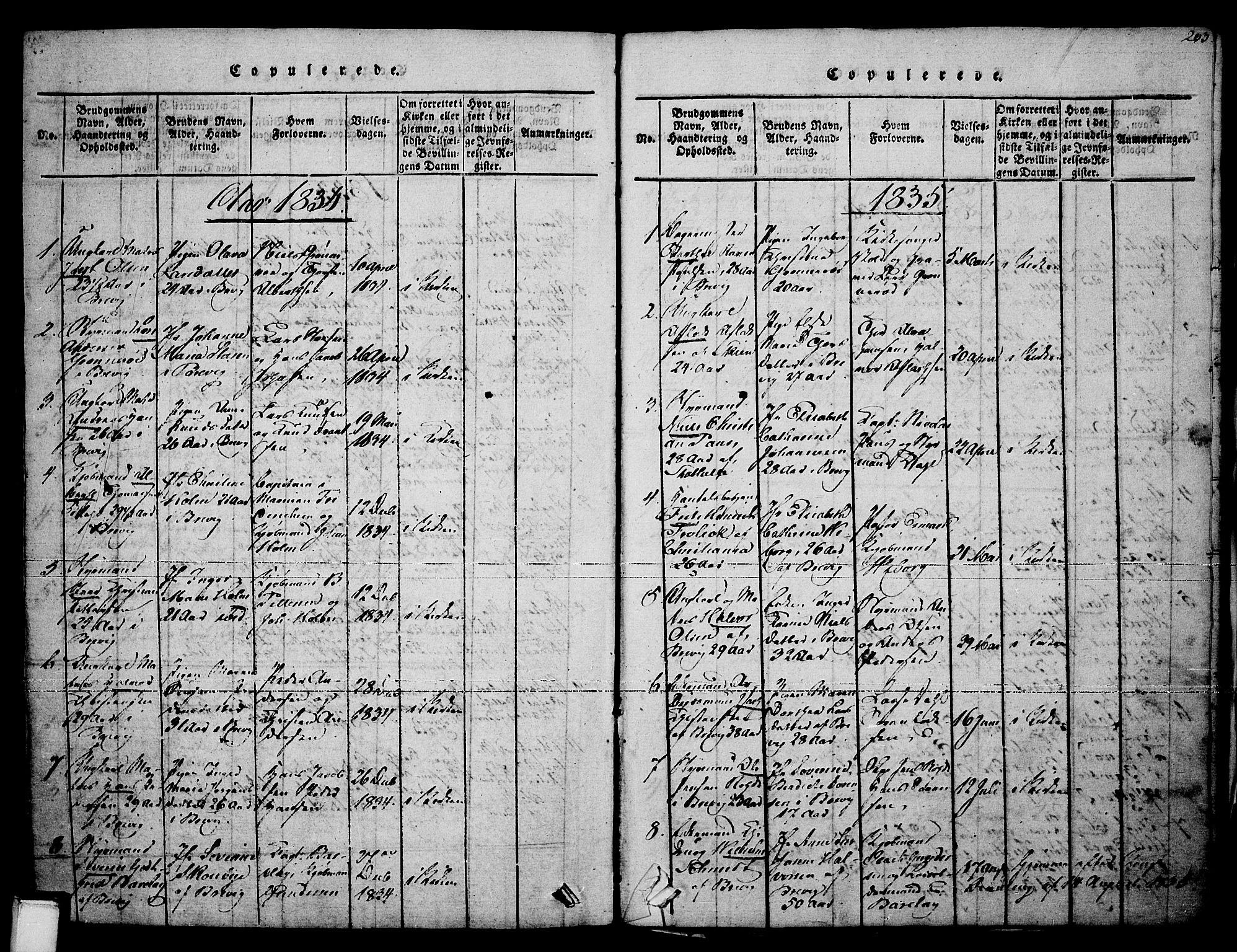 Brevik kirkebøker, SAKO/A-255/F/Fa/L0004: Parish register (official) no. 4, 1814-1846, p. 203