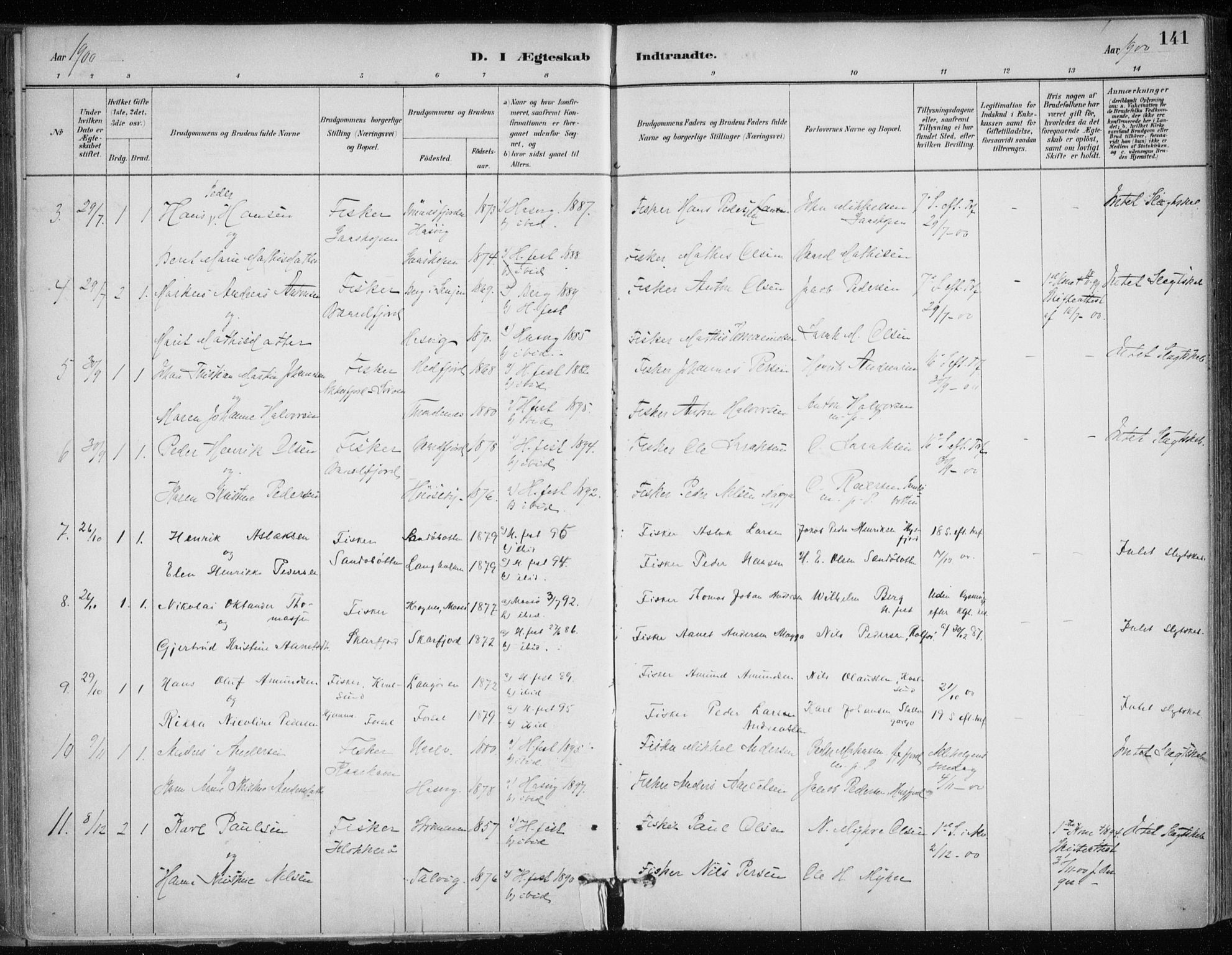 Hammerfest sokneprestkontor, SATØ/S-1347/H/Ha/L0013.kirke: Parish register (official) no. 13, 1898-1917, p. 141