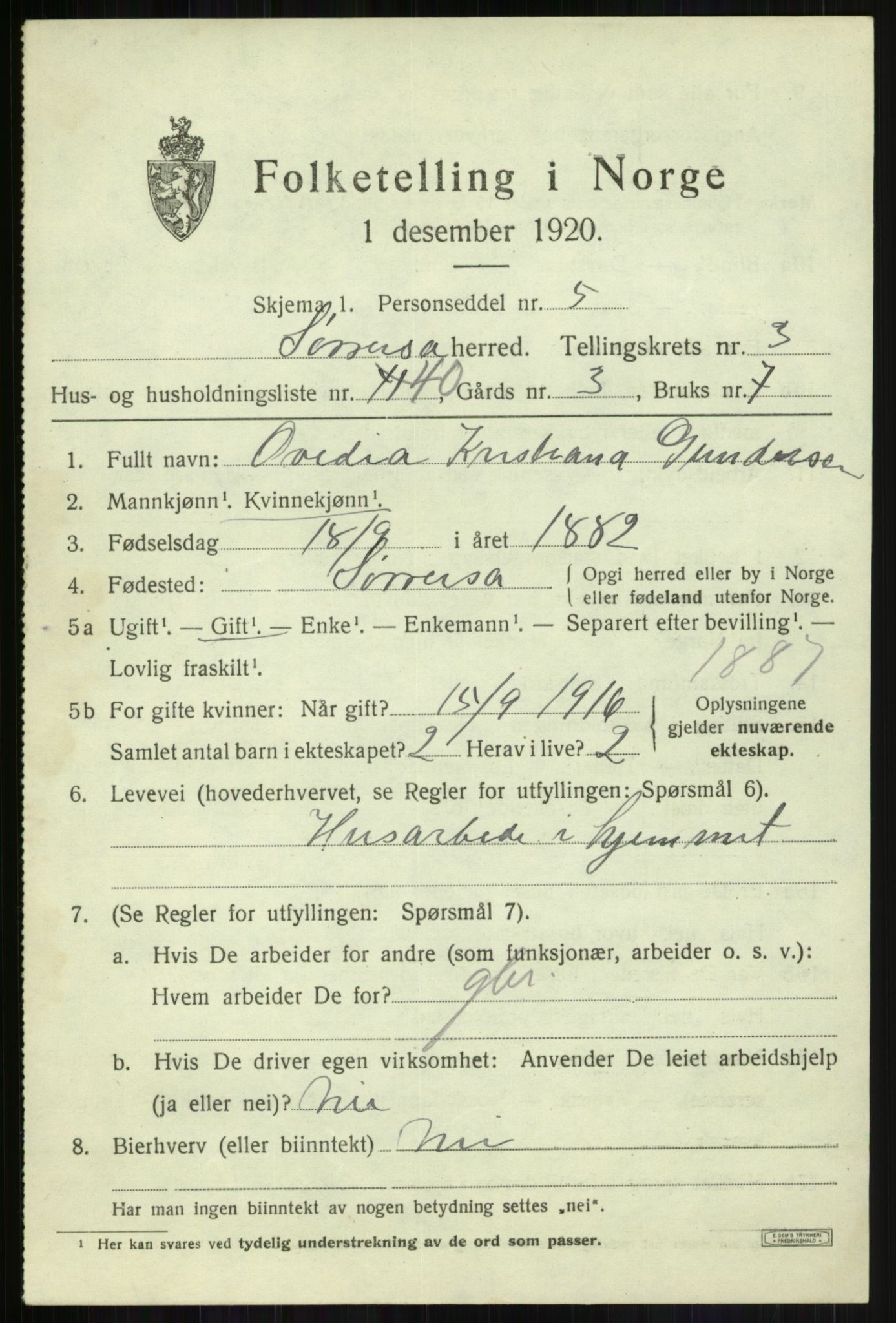 SATØ, 1920 census for Sørreisa, 1920, p. 1744