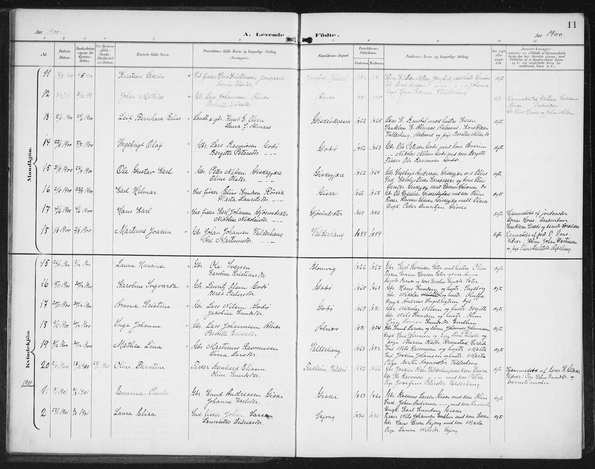 Ministerialprotokoller, klokkerbøker og fødselsregistre - Møre og Romsdal, AV/SAT-A-1454/534/L0489: Parish register (copy) no. 534C01, 1899-1941, p. 11