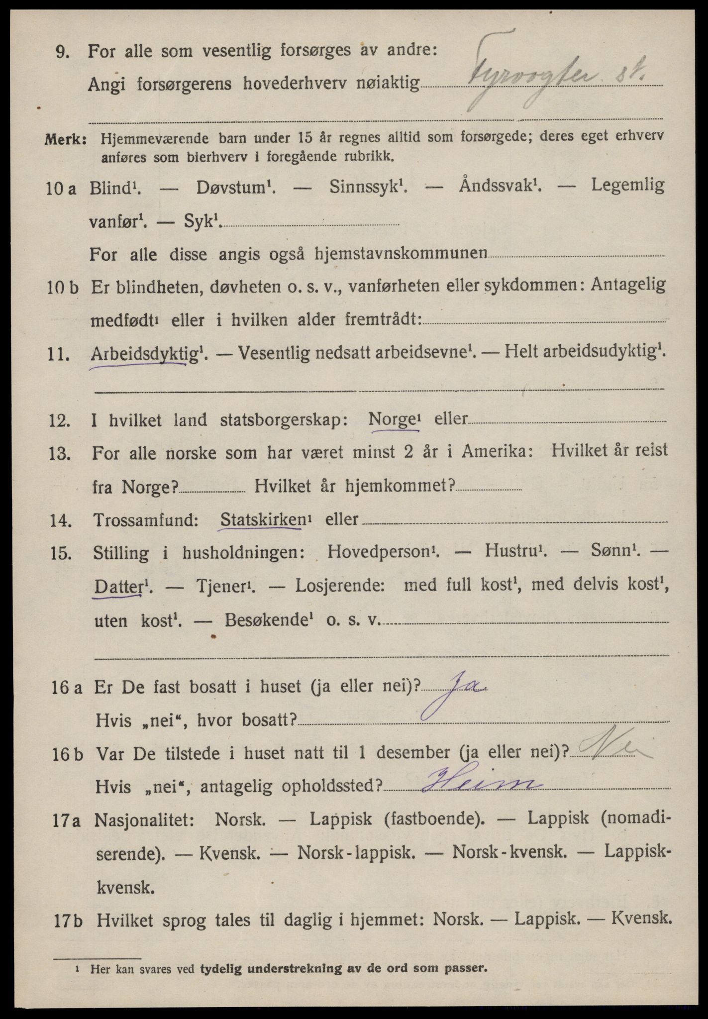 SAT, 1920 census for Sandstad, 1920, p. 1928