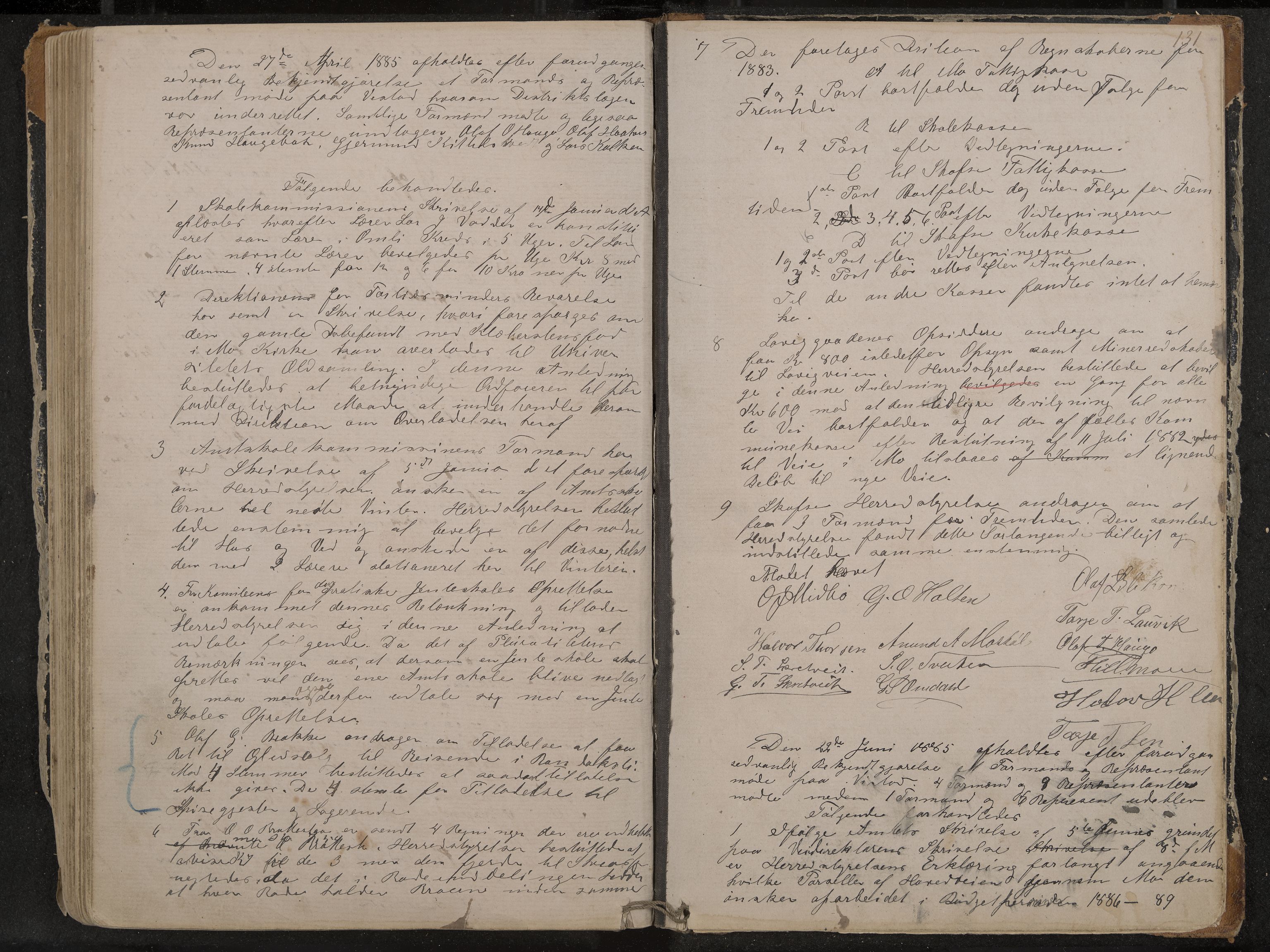 Mo formannskap og sentraladministrasjon, IKAK/0832021/A/L0002: Møtebok, 1869-1886, p. 131