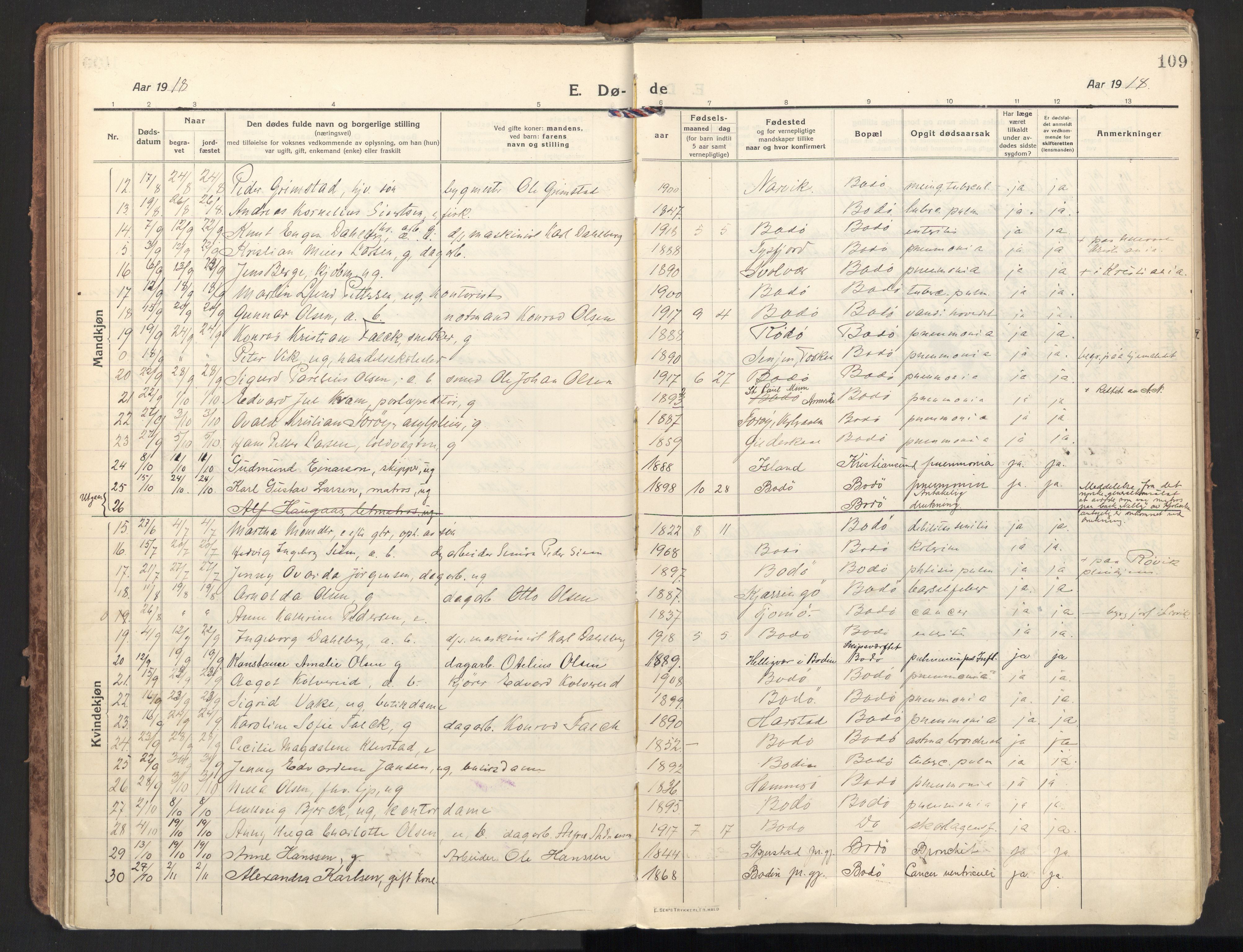 Ministerialprotokoller, klokkerbøker og fødselsregistre - Nordland, SAT/A-1459/801/L0018: Parish register (official) no. 801A18, 1916-1930, p. 109