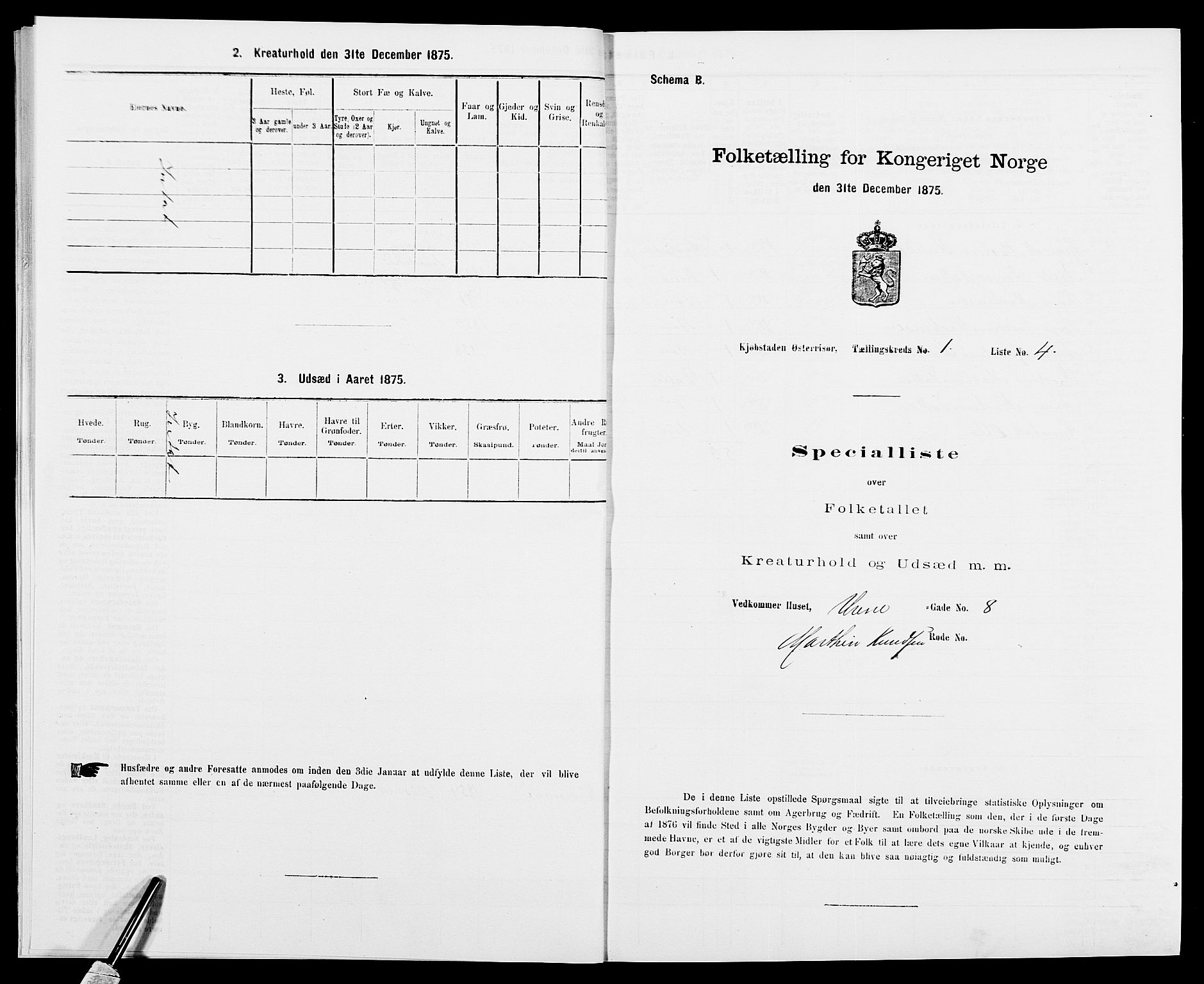 SAK, 1875 census for 0901B Risør/Risør, 1875, p. 16