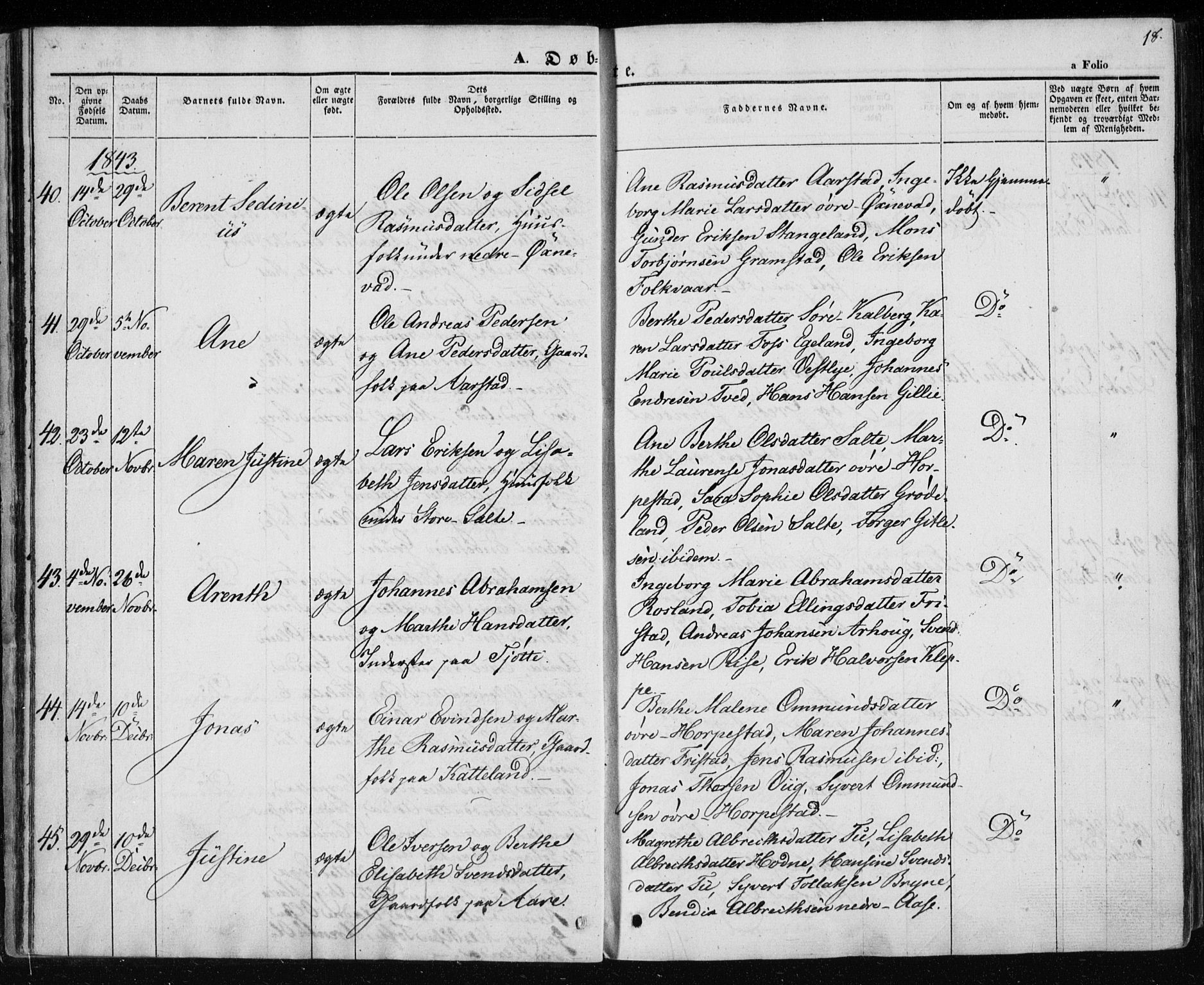 Klepp sokneprestkontor, AV/SAST-A-101803/001/3/30BA/L0004: Parish register (official) no. A 4, 1842-1852, p. 18