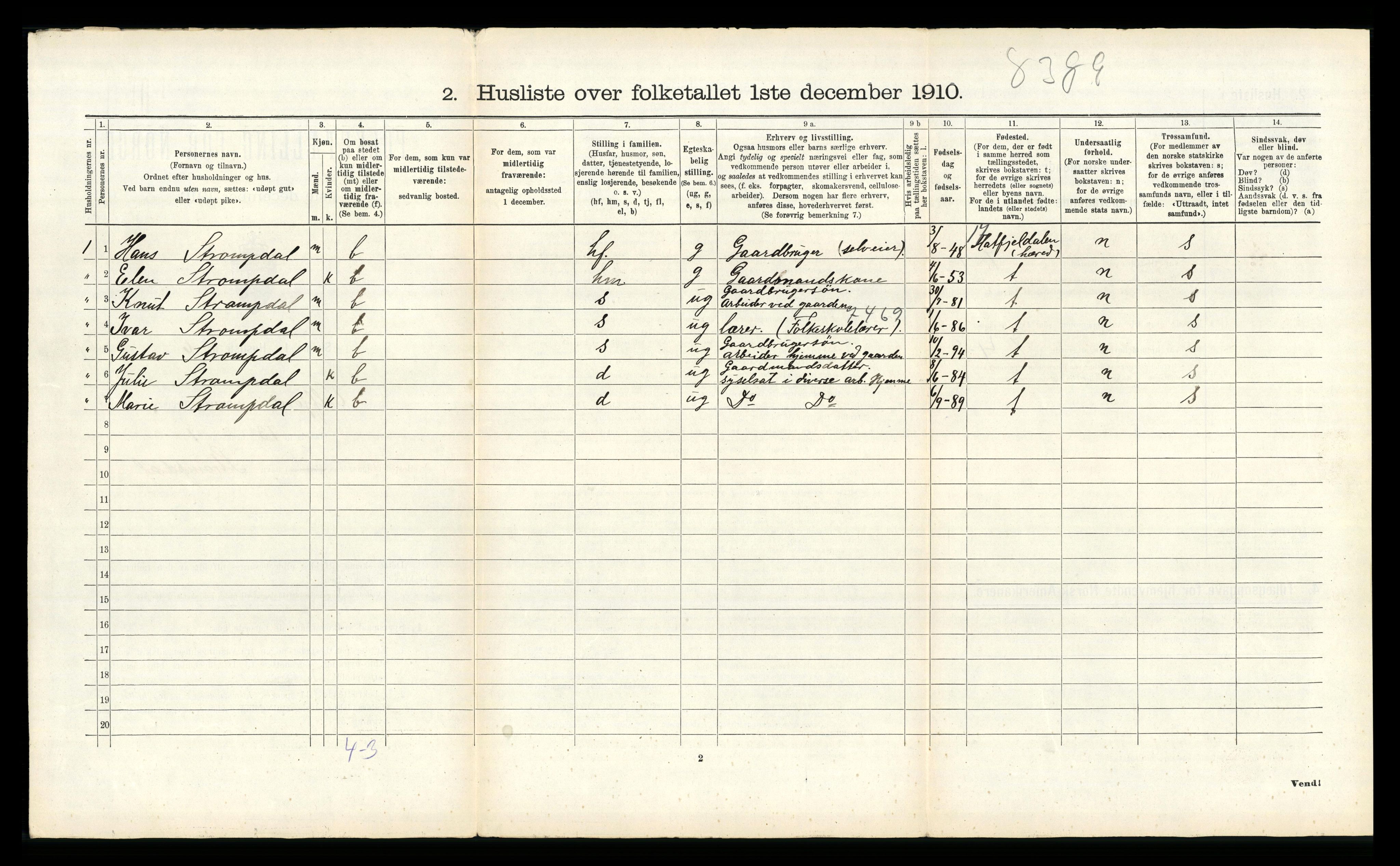 RA, 1910 census for Velfjord, 1910, p. 486