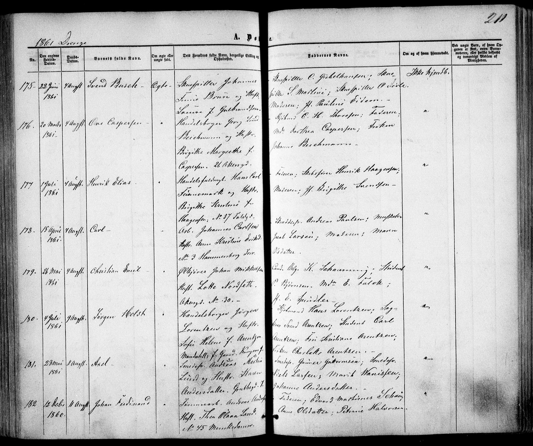 Trefoldighet prestekontor Kirkebøker, SAO/A-10882/F/Fa/L0001: Parish register (official) no. I 1, 1858-1863, p. 211