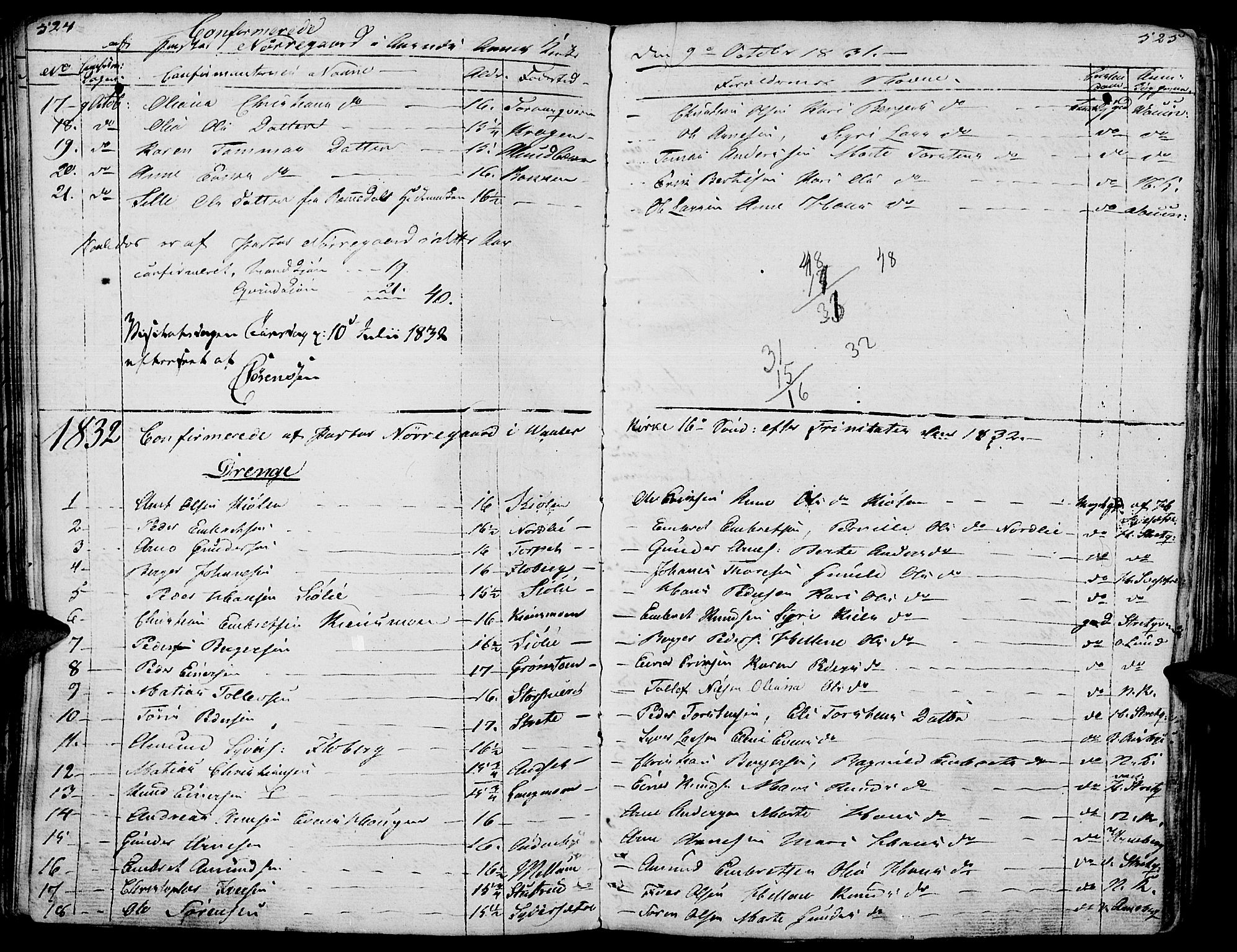 Hof prestekontor, SAH/PREST-038/H/Ha/Haa/L0006: Parish register (official) no. 6, 1822-1841, p. 524-525