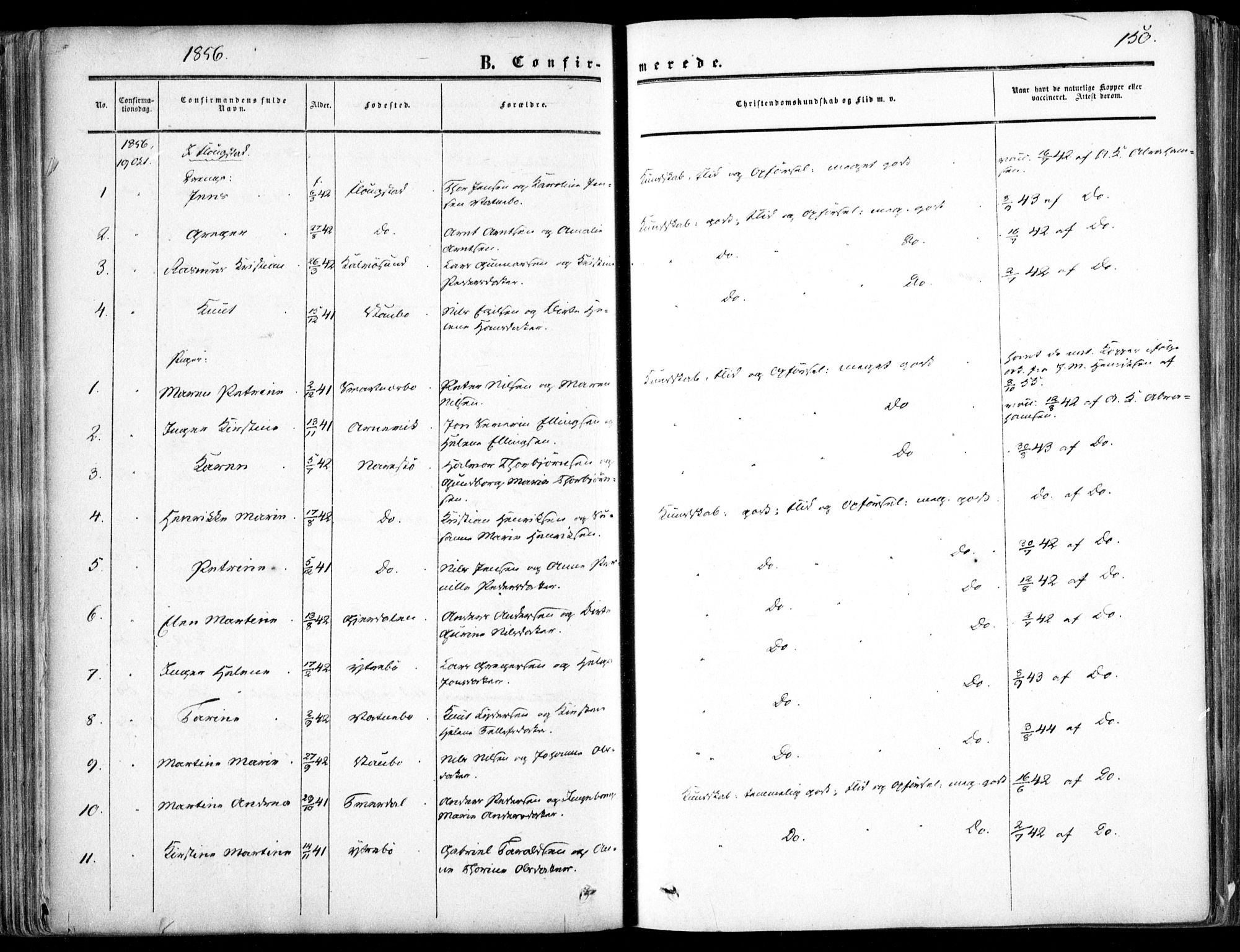 Dypvåg sokneprestkontor, SAK/1111-0007/F/Fa/Faa/L0006: Parish register (official) no. A 6, 1855-1872, p. 150