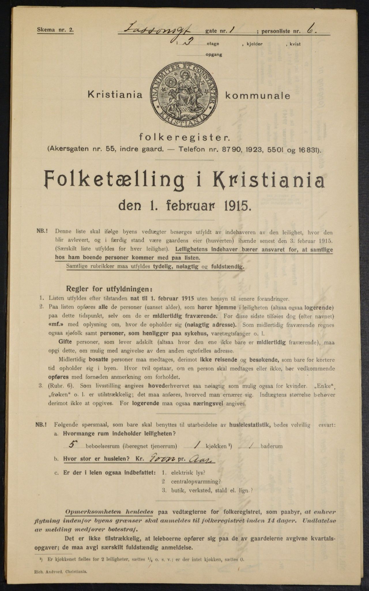 OBA, Municipal Census 1915 for Kristiania, 1915, p. 56701