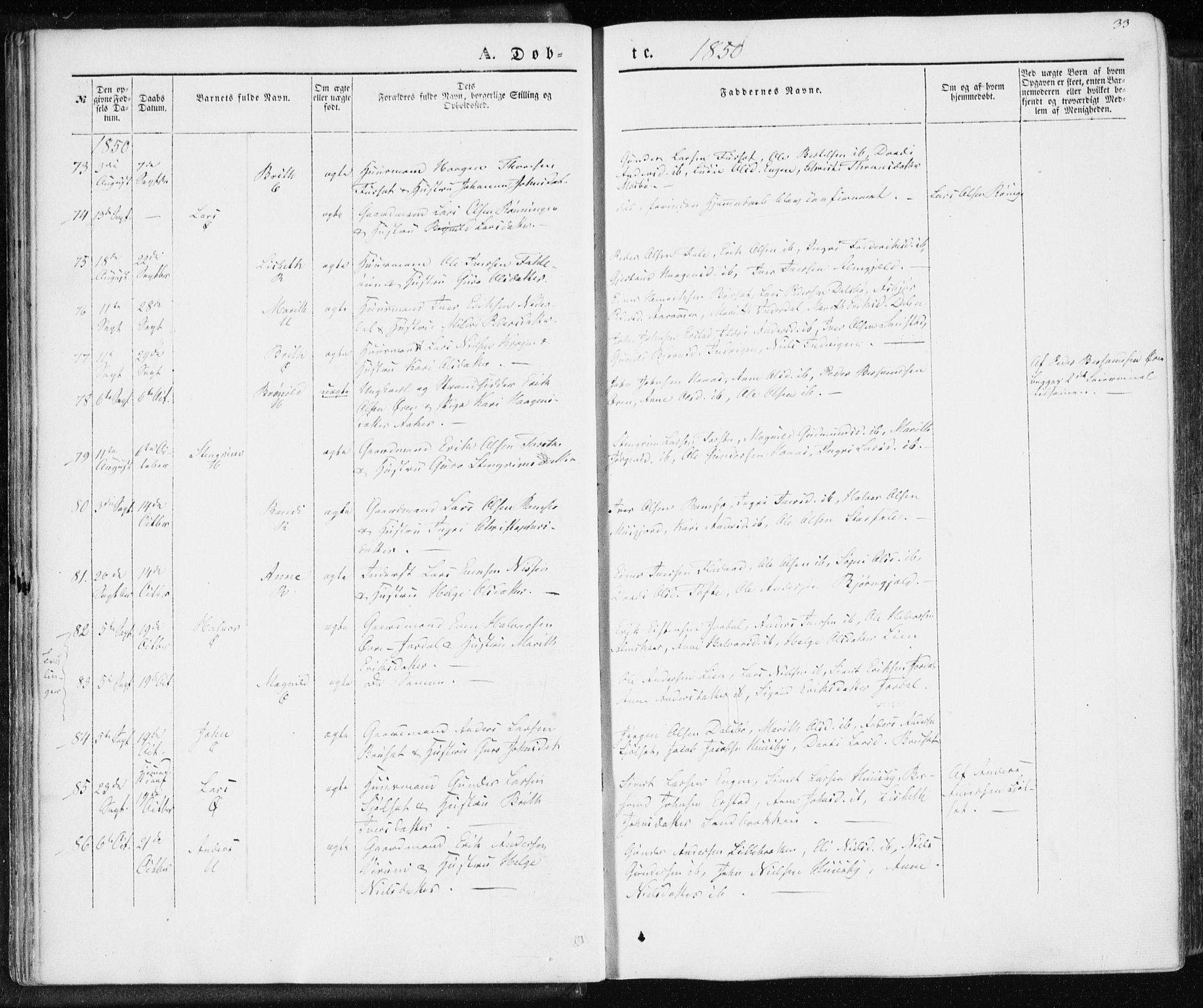 Ministerialprotokoller, klokkerbøker og fødselsregistre - Møre og Romsdal, SAT/A-1454/590/L1013: Parish register (official) no. 590A05, 1847-1877, p. 33