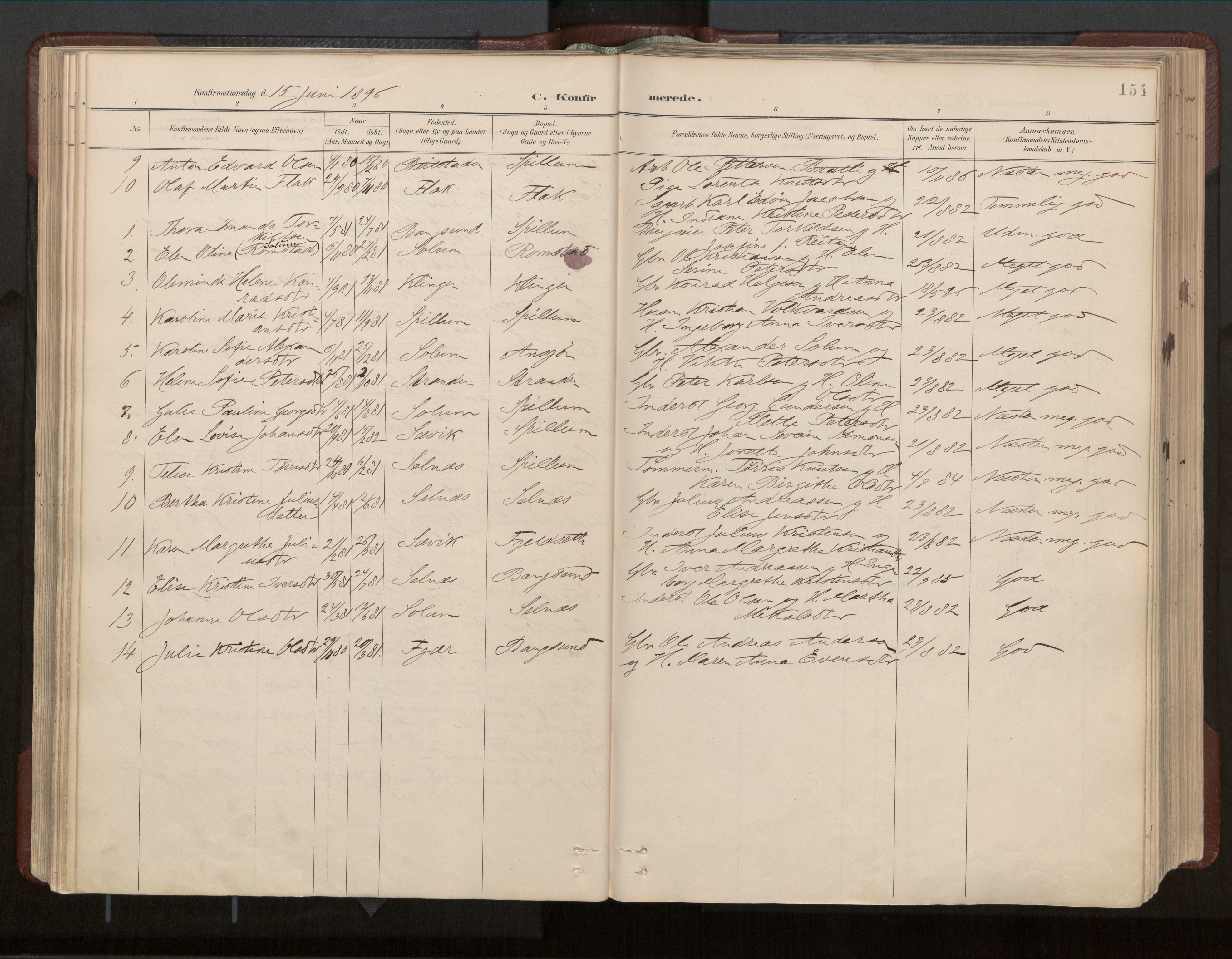 Ministerialprotokoller, klokkerbøker og fødselsregistre - Nord-Trøndelag, SAT/A-1458/770/L0589: Parish register (official) no. 770A03, 1887-1929, p. 154