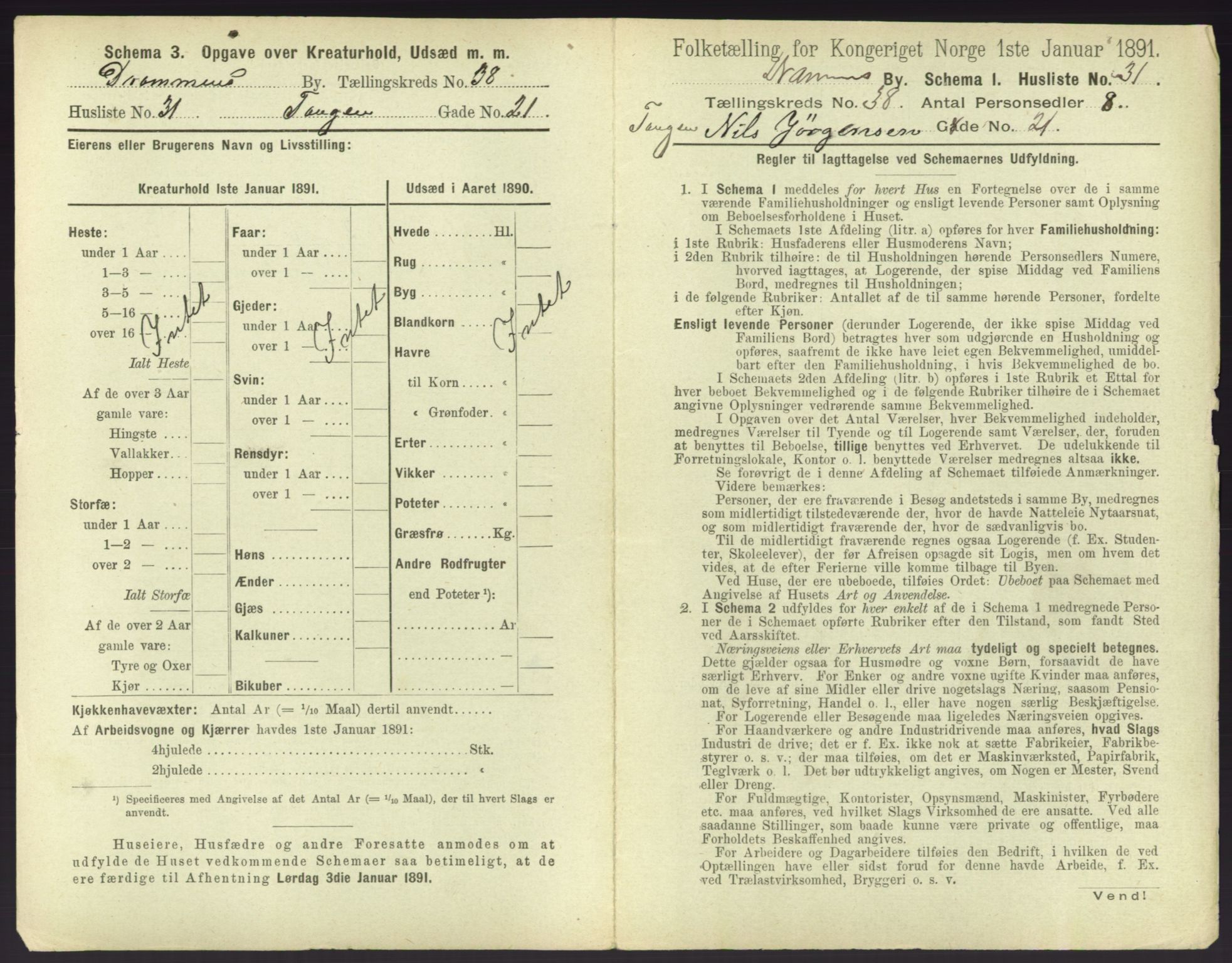 RA, 1891 census for 0602 Drammen, 1891, p. 3471