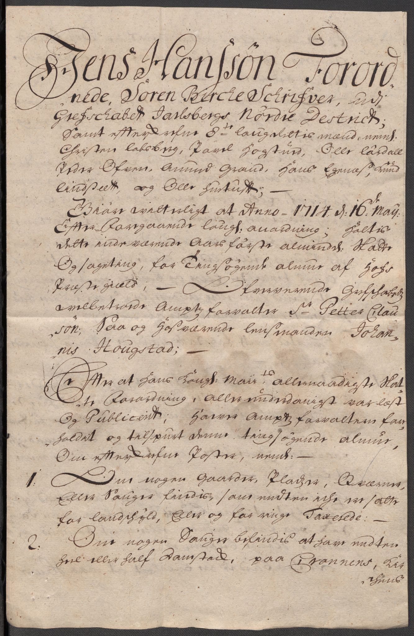 Rentekammeret inntil 1814, Reviderte regnskaper, Fogderegnskap, AV/RA-EA-4092/R32/L1879: Fogderegnskap Jarlsberg grevskap, 1714-1715, p. 151