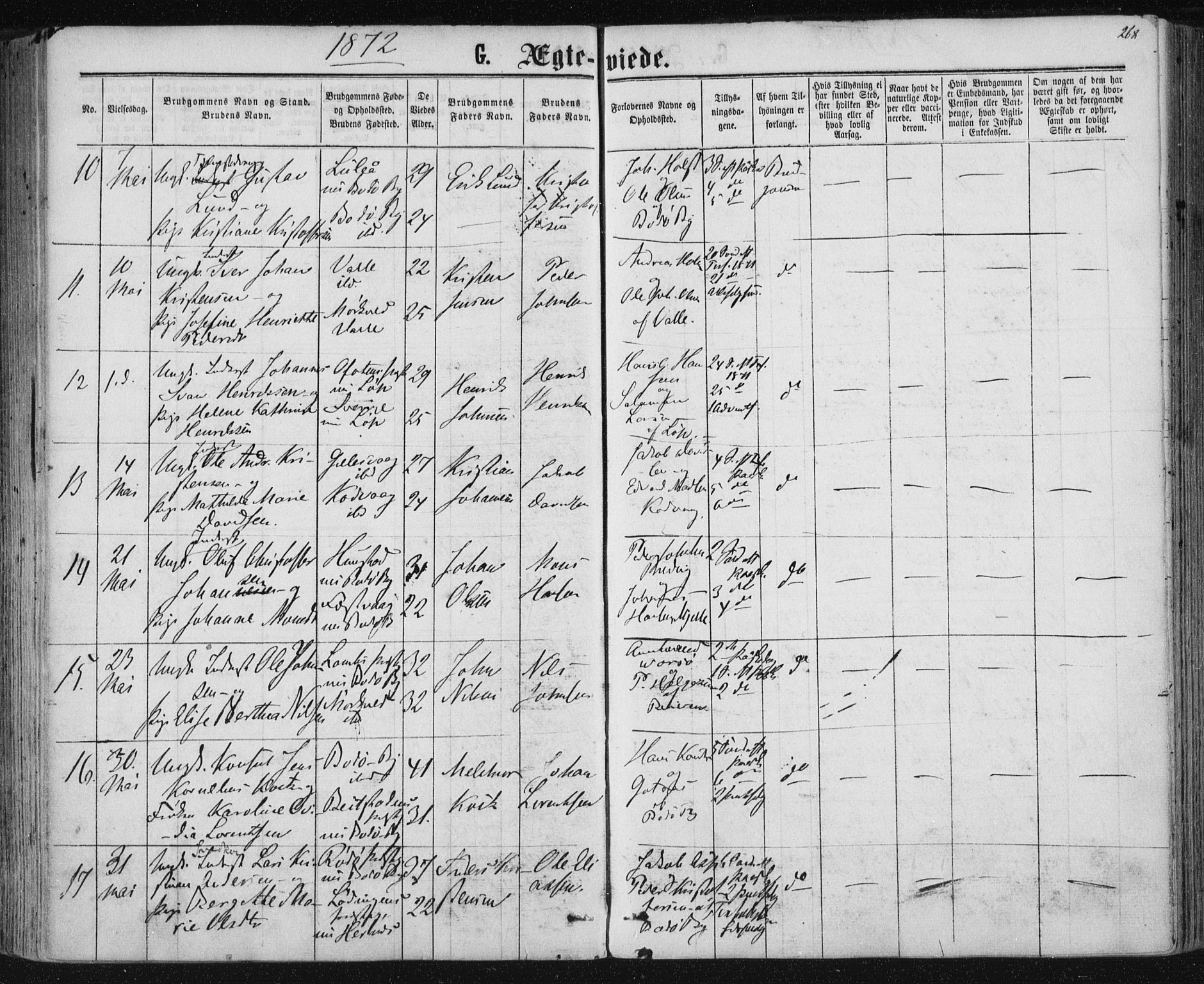Ministerialprotokoller, klokkerbøker og fødselsregistre - Nordland, AV/SAT-A-1459/801/L0008: Parish register (official) no. 801A08, 1864-1875, p. 268