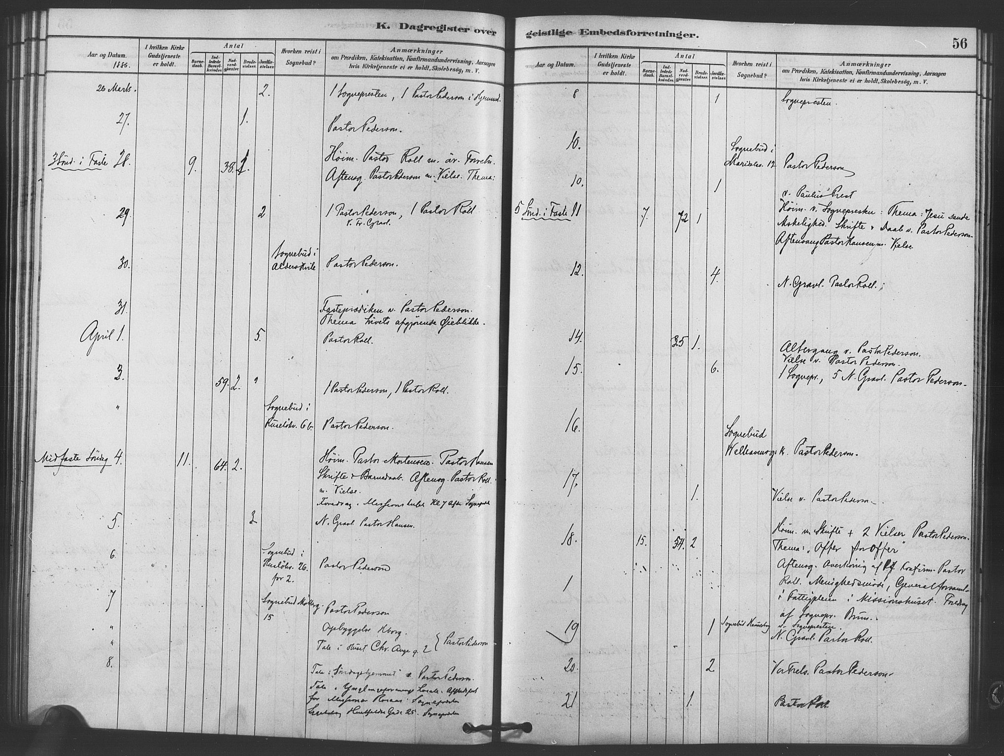 Trefoldighet prestekontor Kirkebøker, SAO/A-10882/I/Ia/L0002: Diary records no. 2, 1878-1890, p. 56