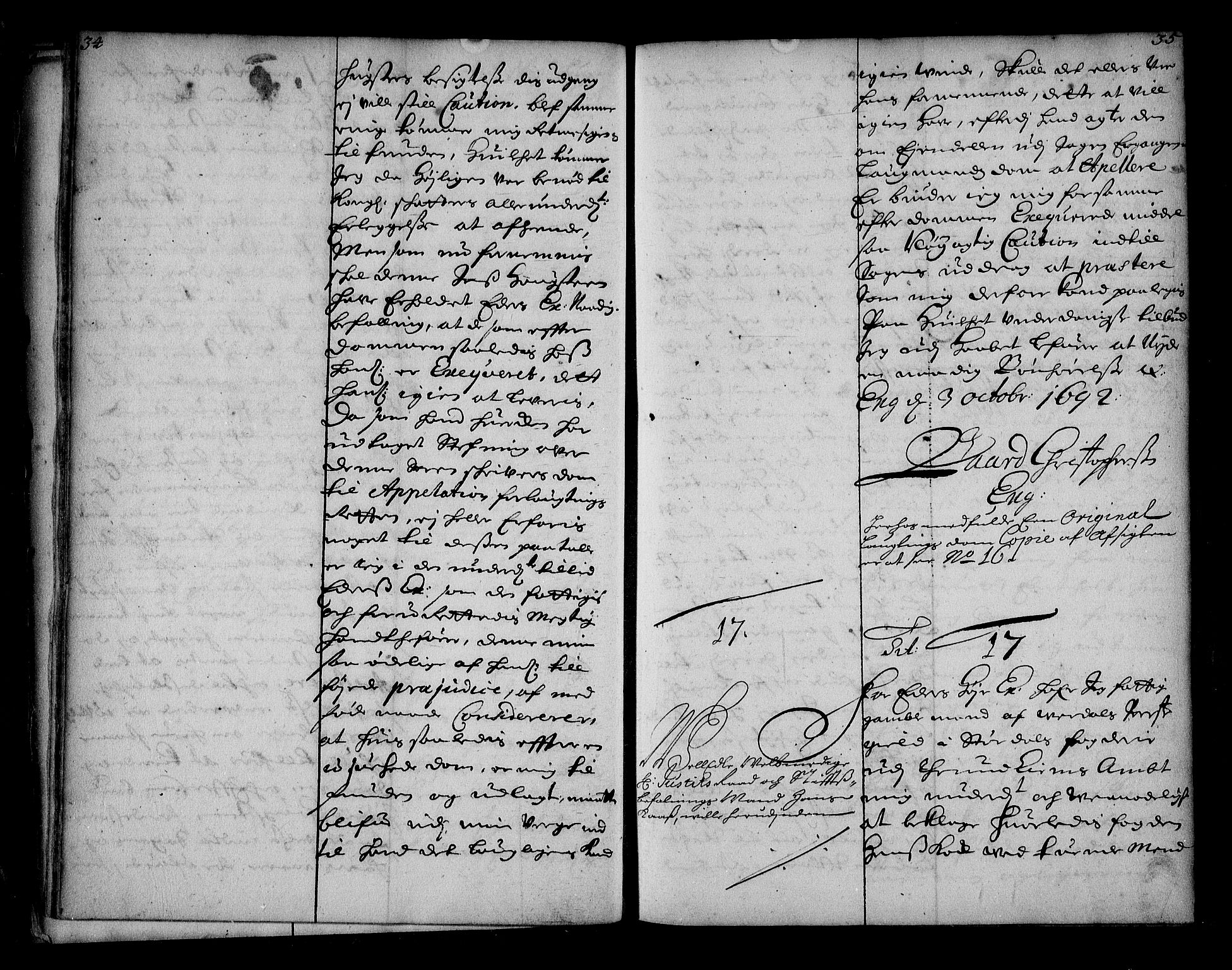 Stattholderembetet 1572-1771, AV/RA-EA-2870/Ae/L0010: Supplikasjons- og resolusjonsprotokoll, 1692-1693, p. 34-35