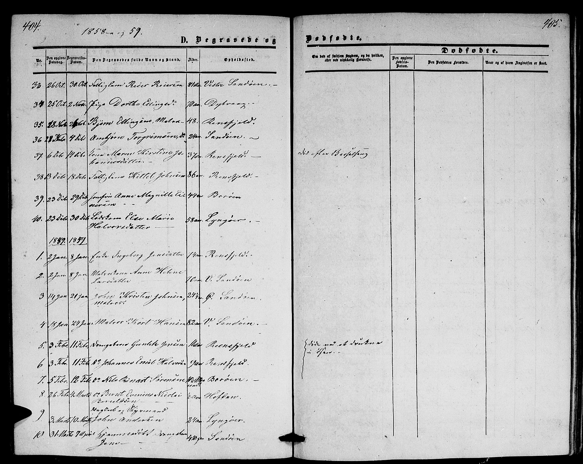 Dypvåg sokneprestkontor, SAK/1111-0007/F/Fb/Fba/L0011: Parish register (copy) no. B 11, 1857-1872, p. 404-405