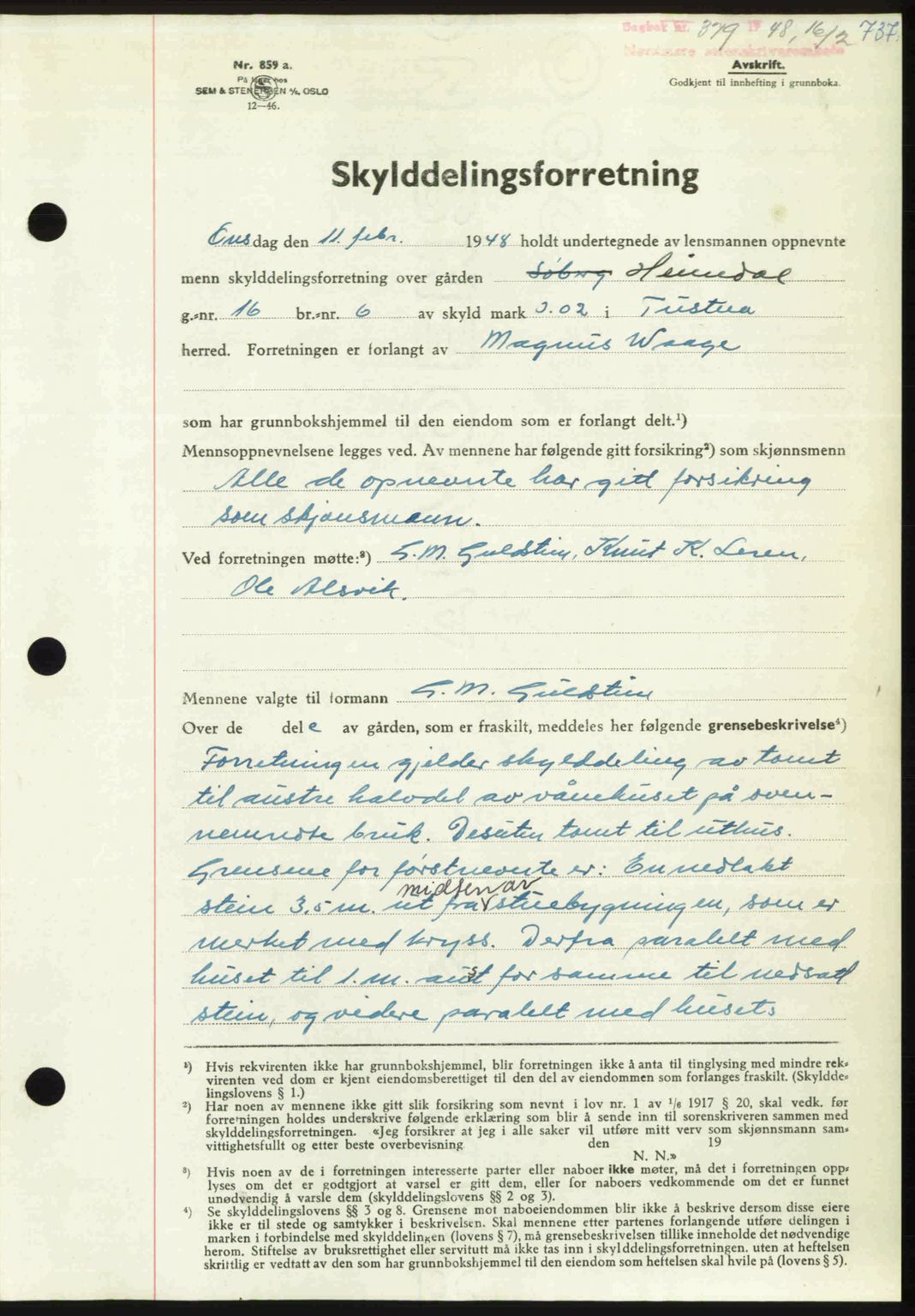 Nordmøre sorenskriveri, AV/SAT-A-4132/1/2/2Ca: Mortgage book no. A107, 1947-1948, Diary no: : 379/1948