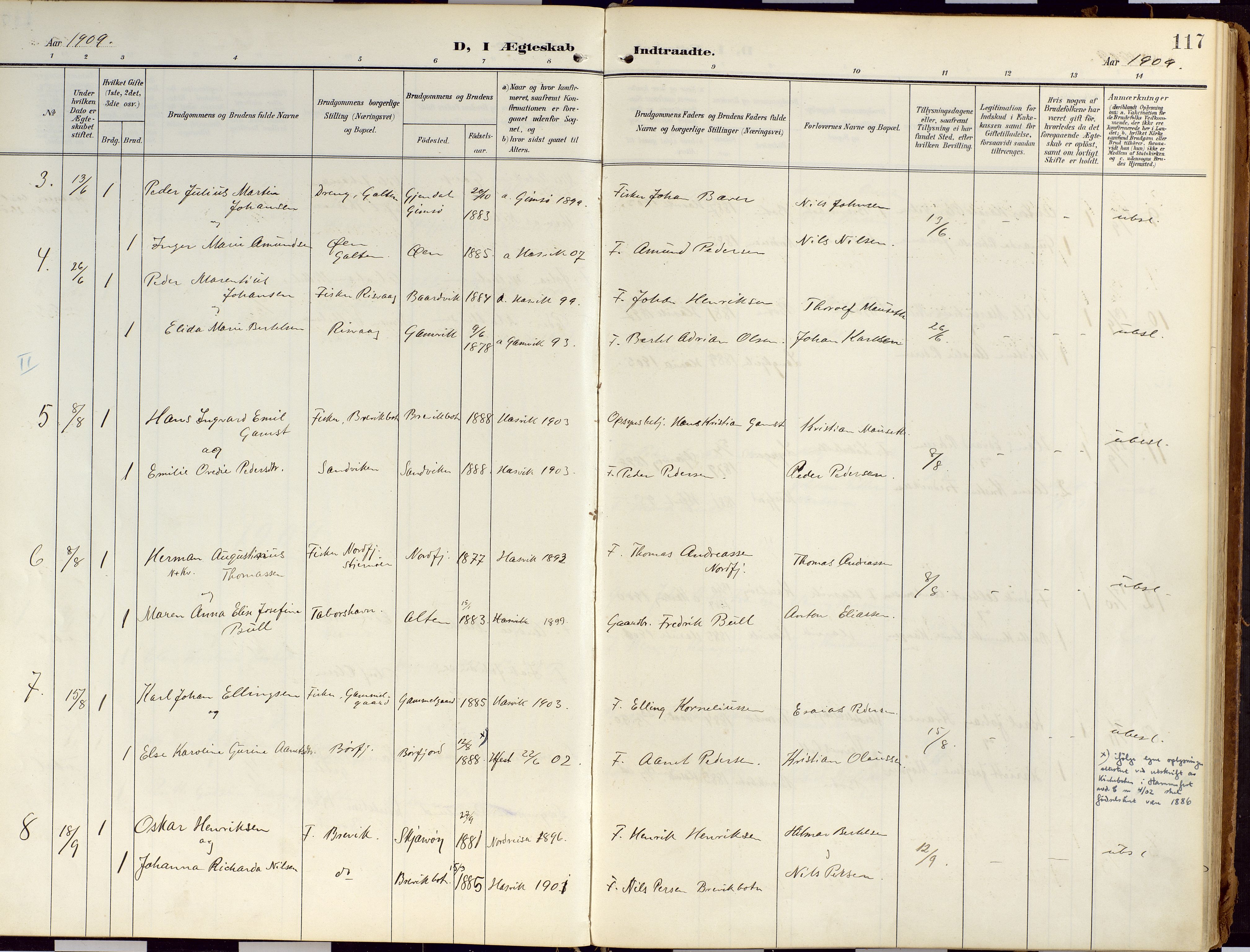 Loppa sokneprestkontor, SATØ/S-1339/H/Ha/L0010kirke: Parish register (official) no. 10, 1907-1922, p. 117
