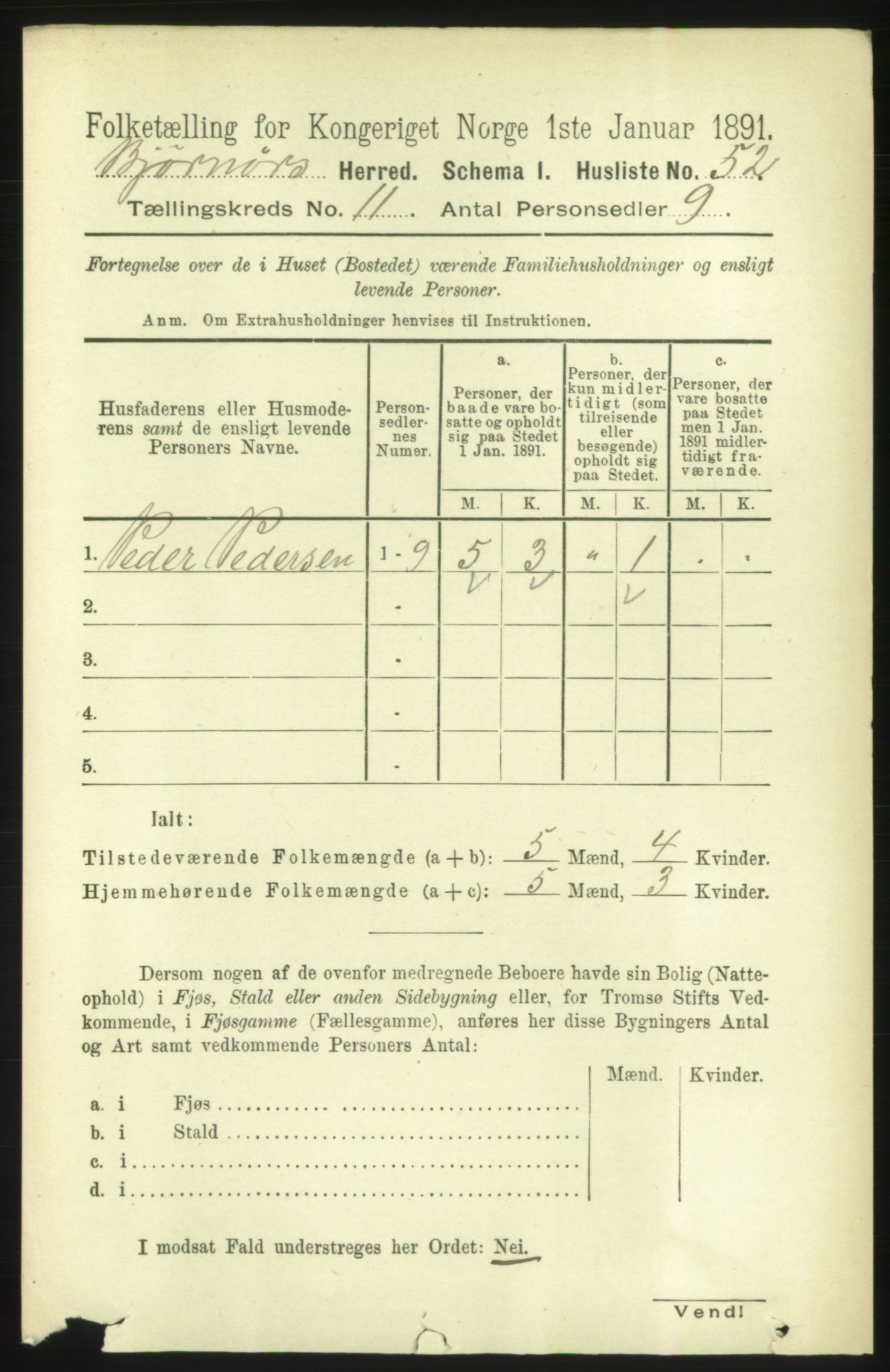 RA, 1891 census for 1632 Bjørnør, 1891, p. 4655