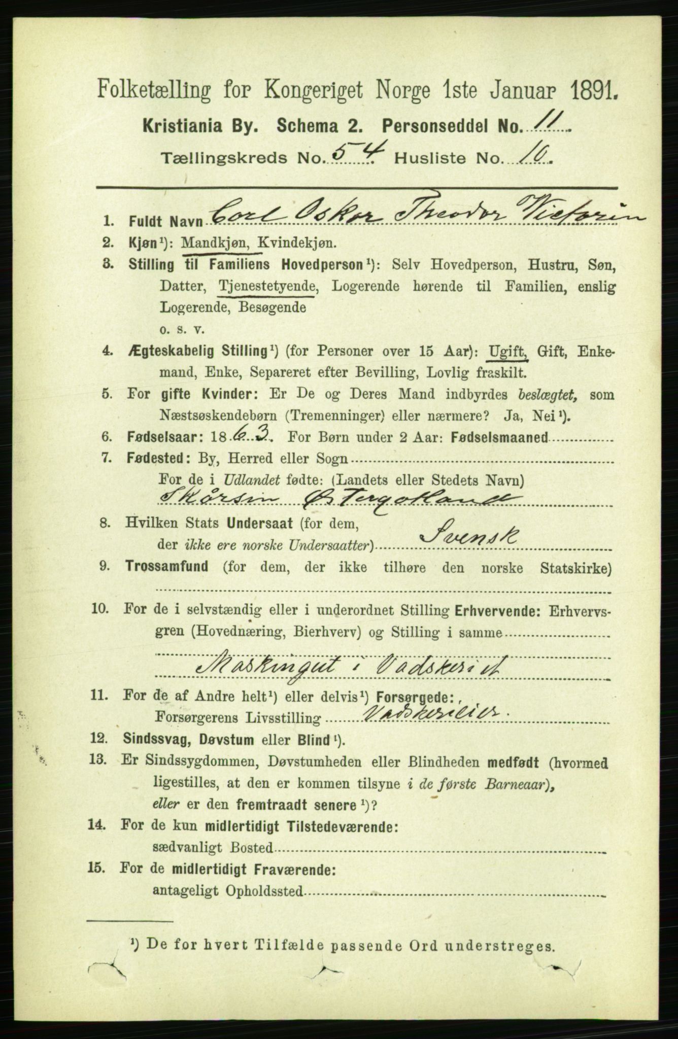 RA, 1891 census for 0301 Kristiania, 1891, p. 30060