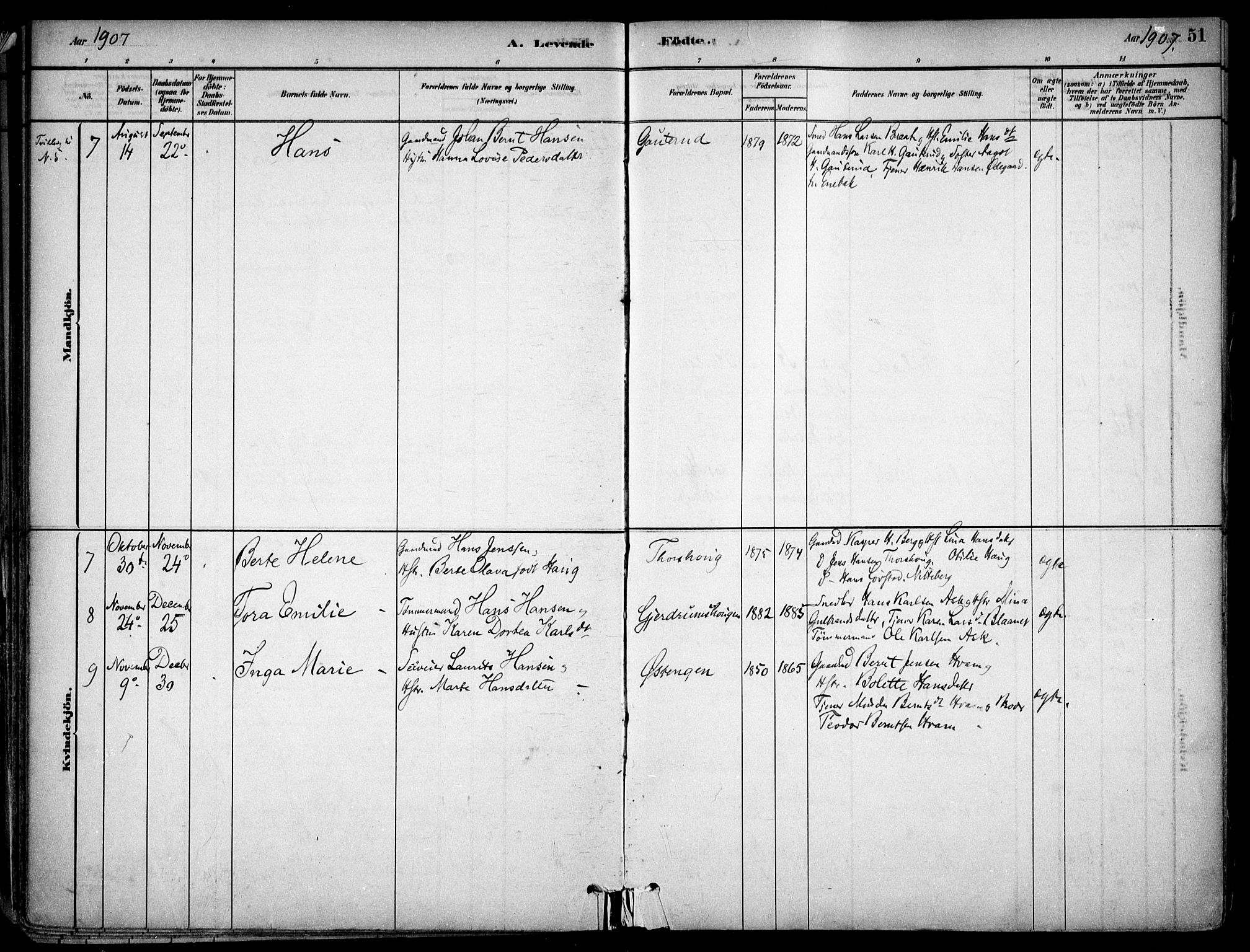 Gjerdrum prestekontor Kirkebøker, SAO/A-10412b/F/Fa/L0009: Parish register (official) no. I 9, 1881-1916, p. 51