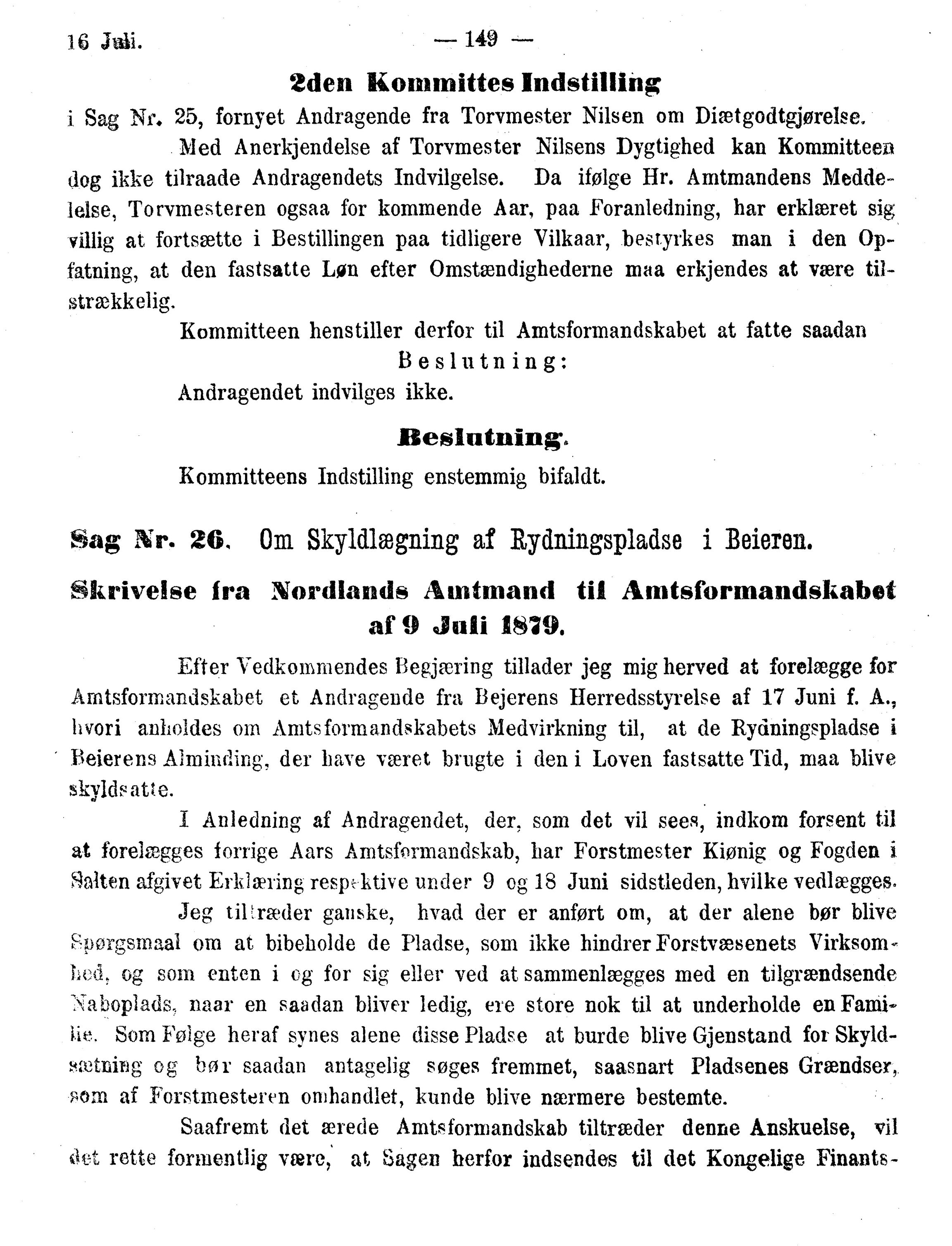 Nordland Fylkeskommune. Fylkestinget, AIN/NFK-17/176/A/Ac/L0010: Fylkestingsforhandlinger 1874-1880, 1874-1880