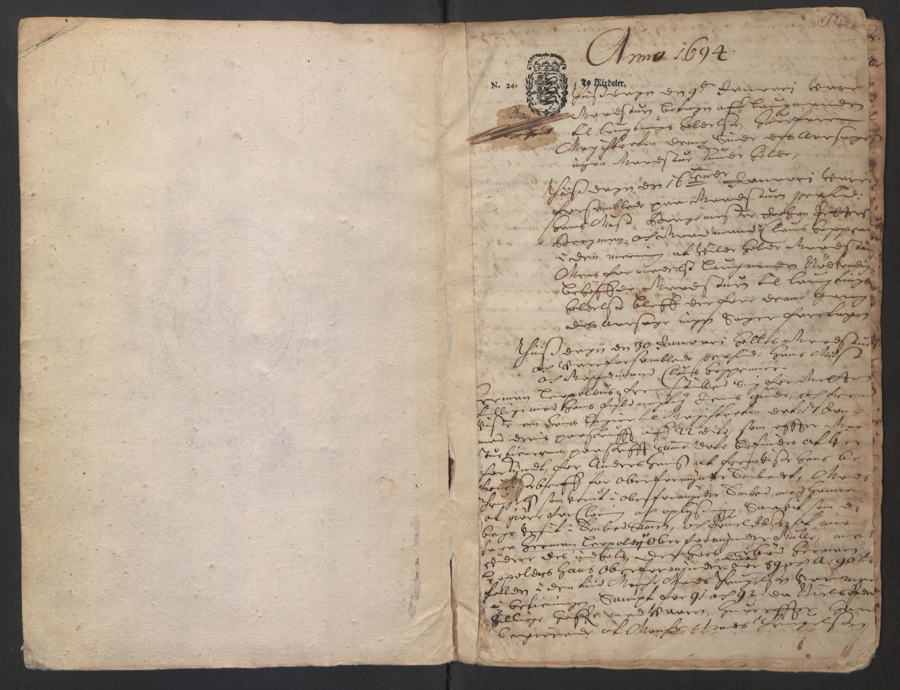 Christiania rådstuerett, AV/SAO-A-11132/F/Fa/L0018: Justisprotokoll, 1694, p. 0b-1a