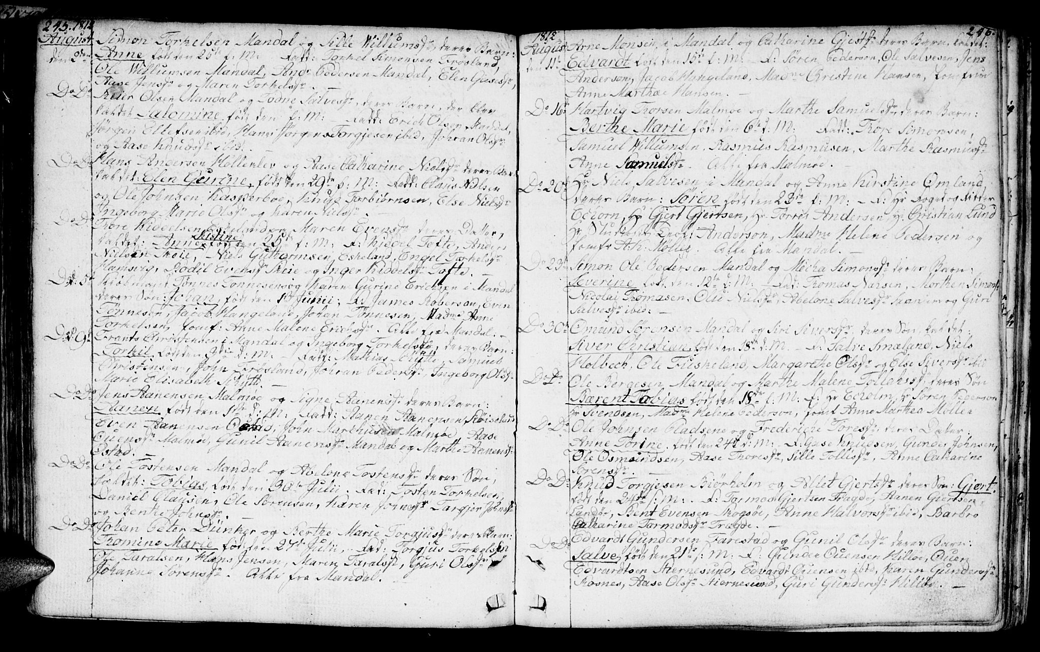 Mandal sokneprestkontor, AV/SAK-1111-0030/F/Fa/Faa/L0008: Parish register (official) no. A 8, 1794-1817, p. 245-246