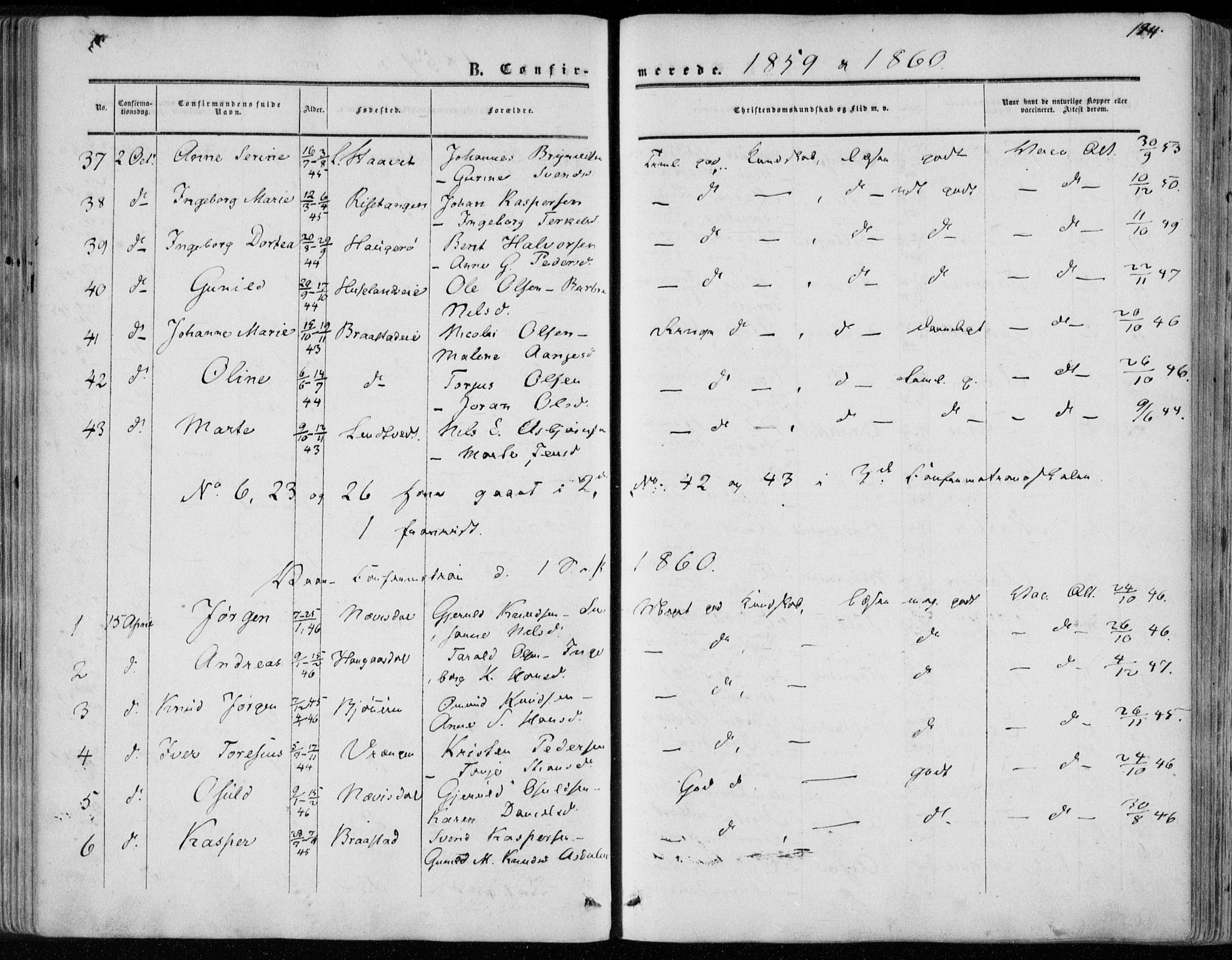 Øyestad sokneprestkontor, AV/SAK-1111-0049/F/Fa/L0015: Parish register (official) no. A 15, 1857-1873, p. 194