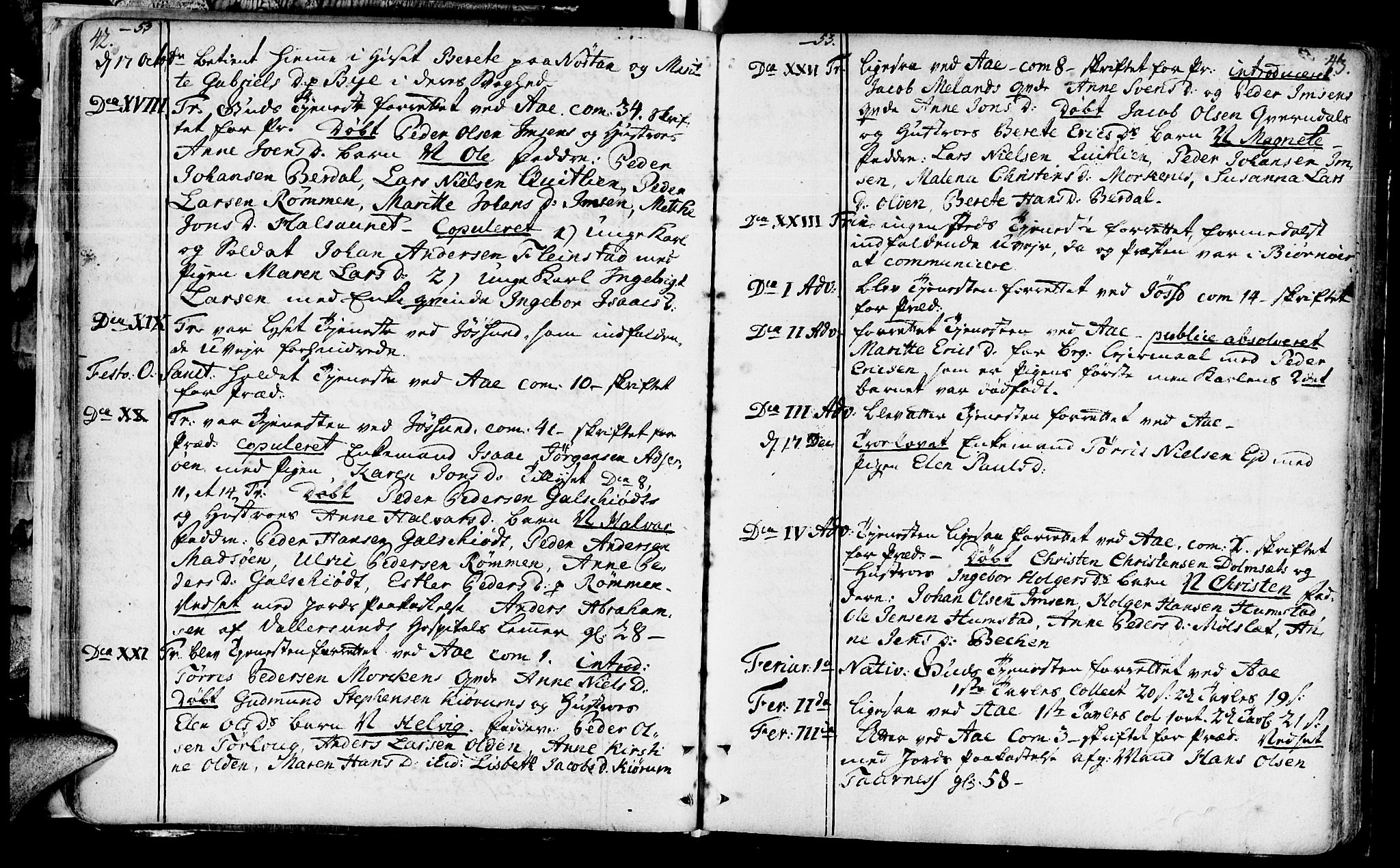 Ministerialprotokoller, klokkerbøker og fødselsregistre - Sør-Trøndelag, SAT/A-1456/655/L0672: Parish register (official) no. 655A01, 1750-1779, p. 42-43