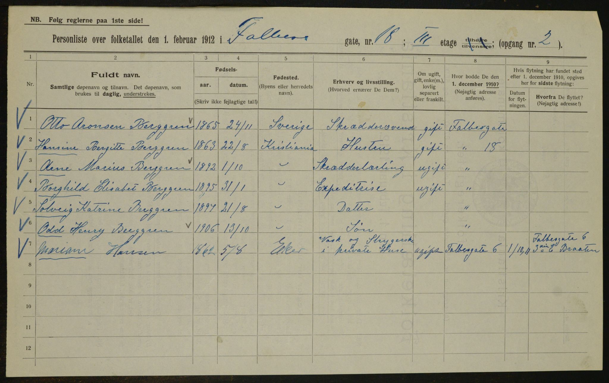 OBA, Municipal Census 1912 for Kristiania, 1912, p. 23216