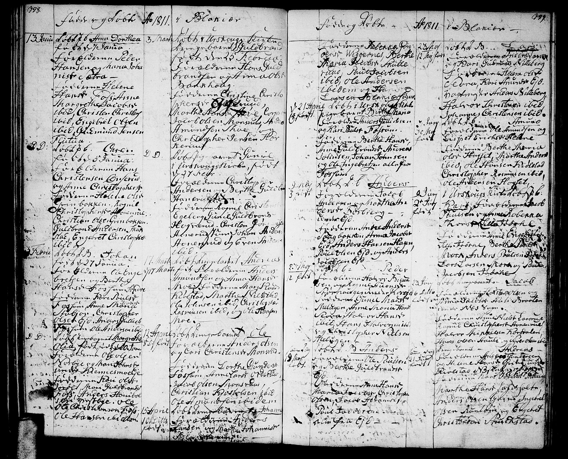 Aurskog prestekontor Kirkebøker, AV/SAO-A-10304a/F/Fa/L0004: Parish register (official) no. I 4, 1807-1814, p. 398-399