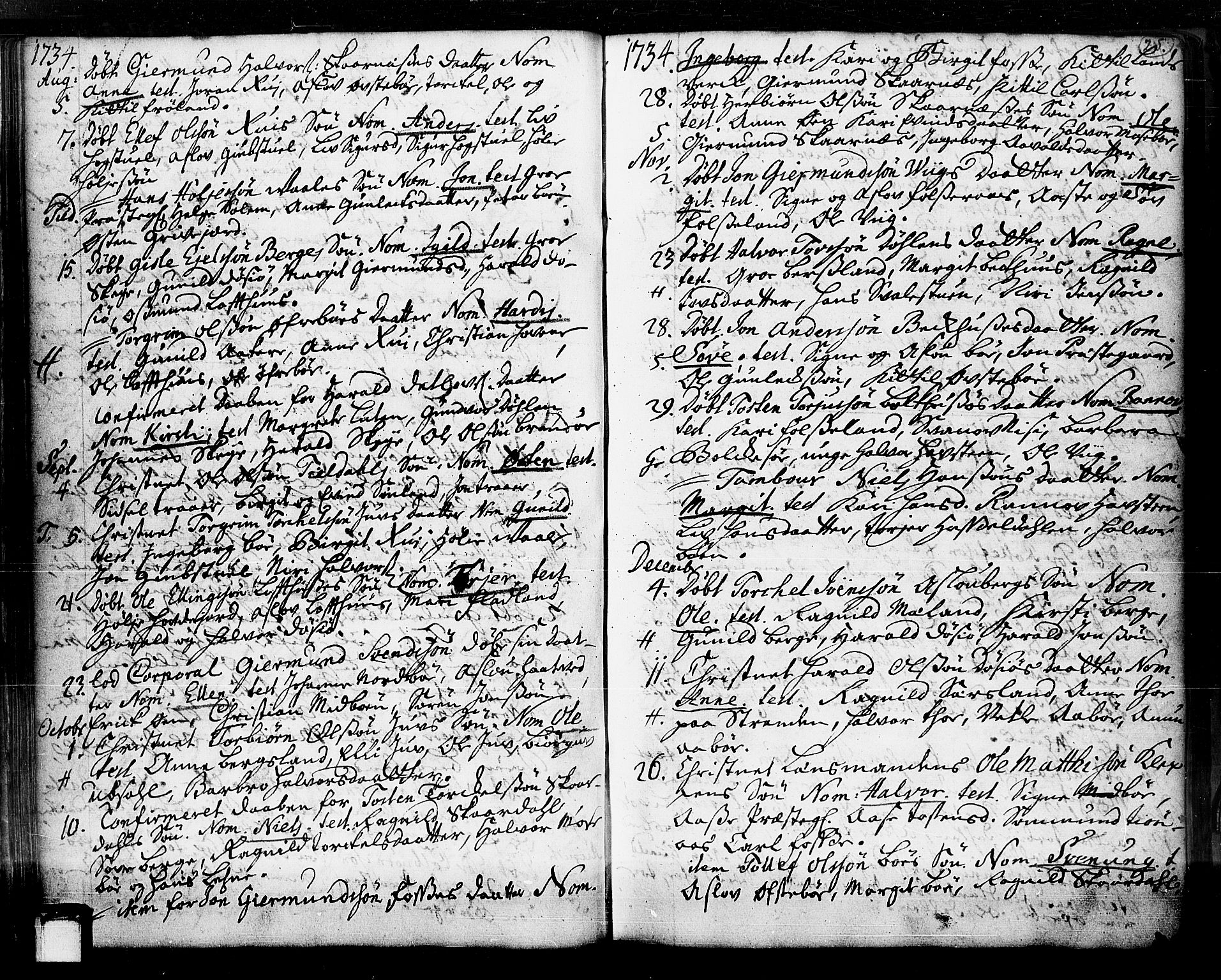 Hjartdal kirkebøker, AV/SAKO-A-270/F/Fa/L0003: Parish register (official) no. I 3, 1727-1775, p. 25