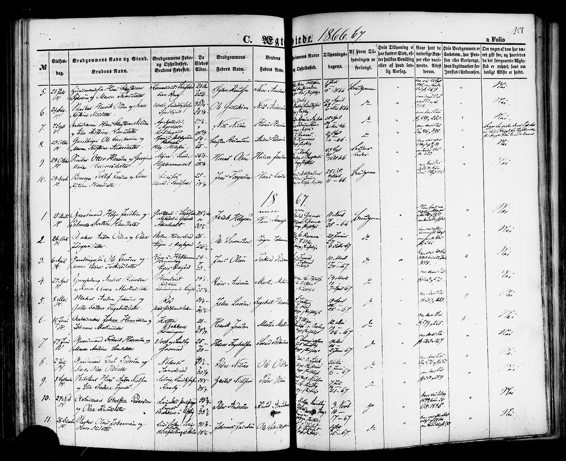 Hof kirkebøker, SAKO/A-64/F/Fa/L0006: Parish register (official) no. I 6, 1851-1877, p. 358