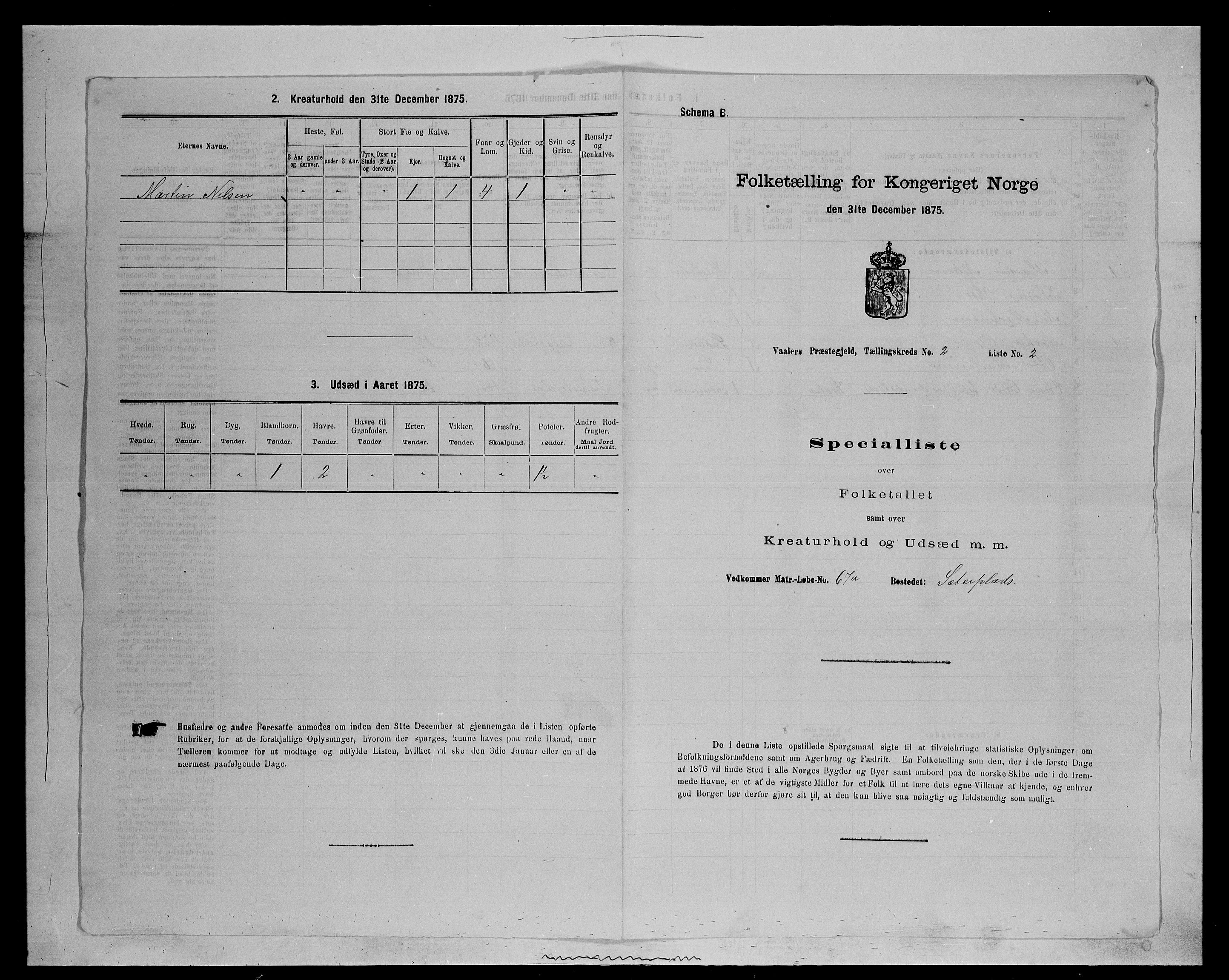 SAH, 1875 census for 0426P Våler parish (Hedmark), 1875, p. 247