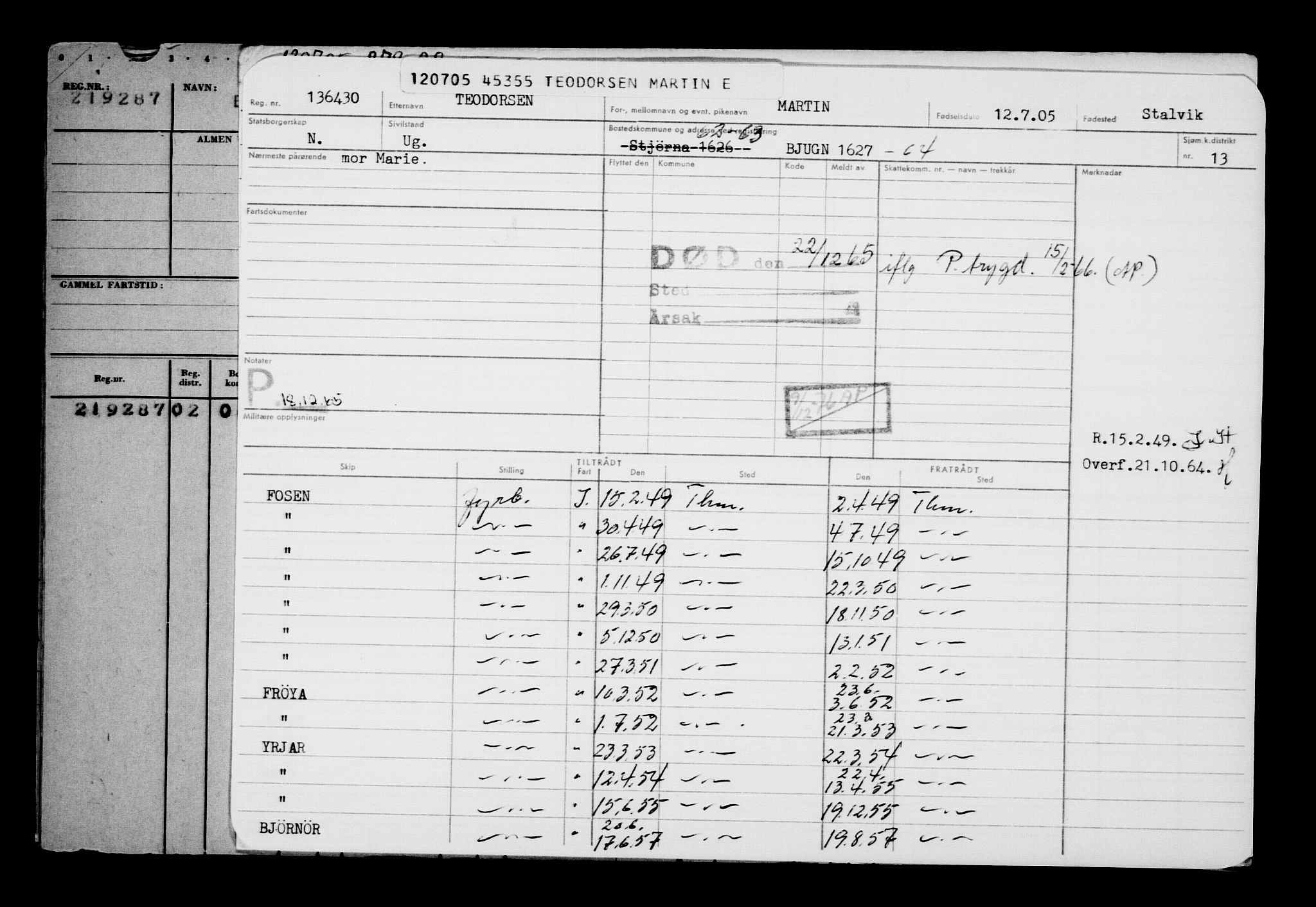 Direktoratet for sjømenn, AV/RA-S-3545/G/Gb/L0060: Hovedkort, 1905, p. 137