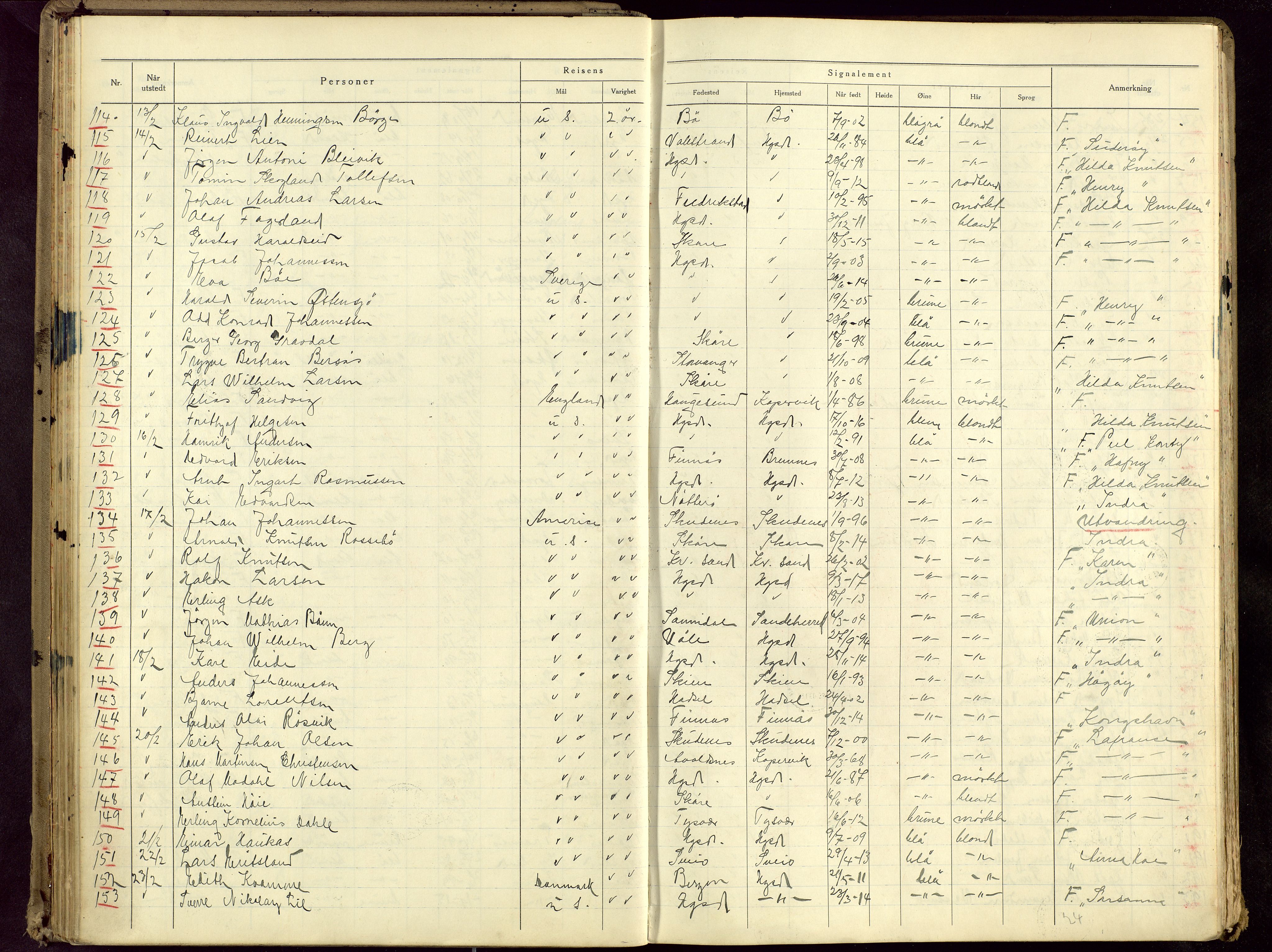 Haugesund politikammer, AV/SAST-A-100440/K/L0005: Passprotokoll 23/12-34-24/12-36, 1934-1936, p. 39