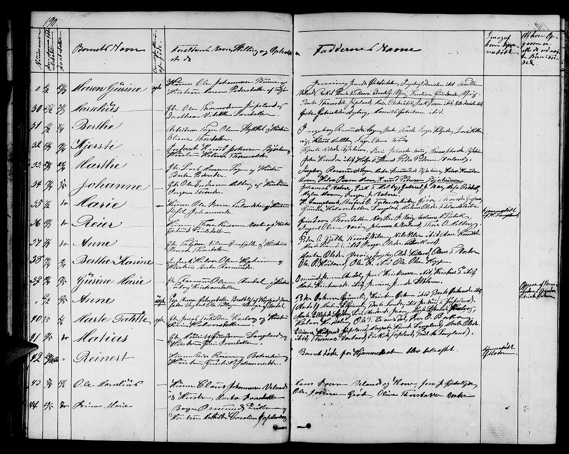 Strand sokneprestkontor, SAST/A-101828/H/Ha/Hab/L0003: Parish register (copy) no. B 3, 1855-1881, p. 190