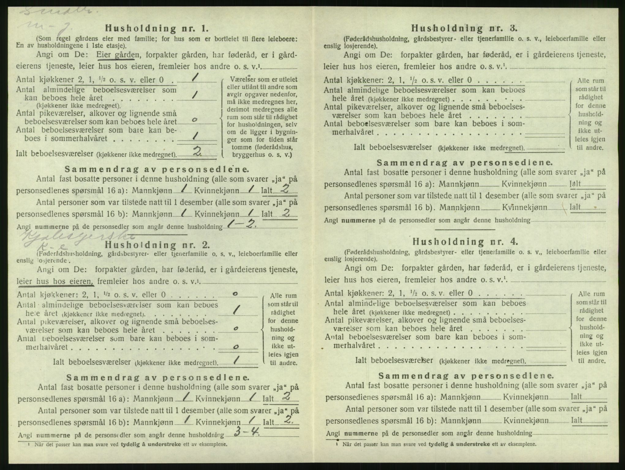 SAT, 1920 census for Nesna, 1920, p. 1052