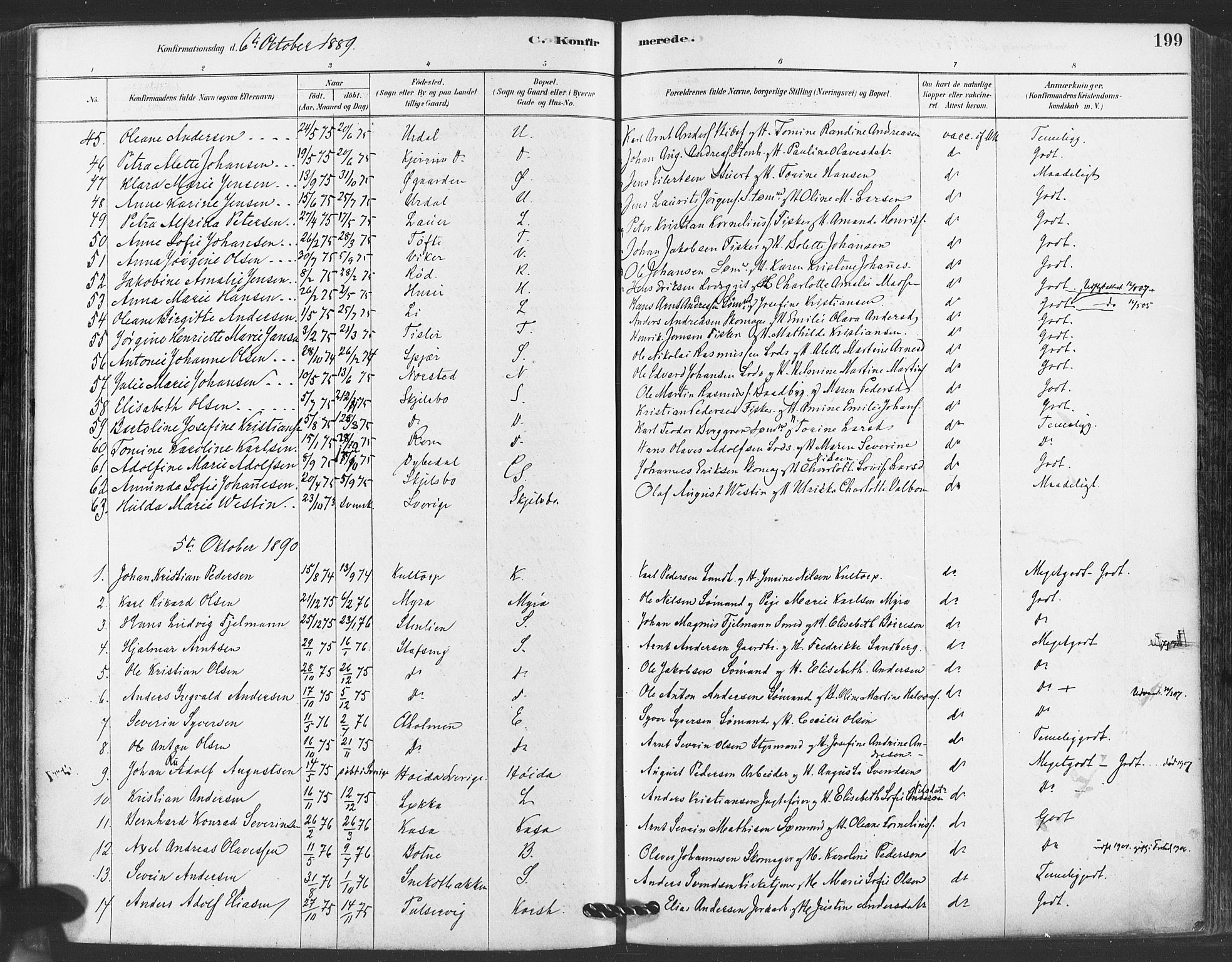 Hvaler prestekontor Kirkebøker, AV/SAO-A-2001/F/Fa/L0008: Parish register (official) no. I 8, 1878-1895, p. 199