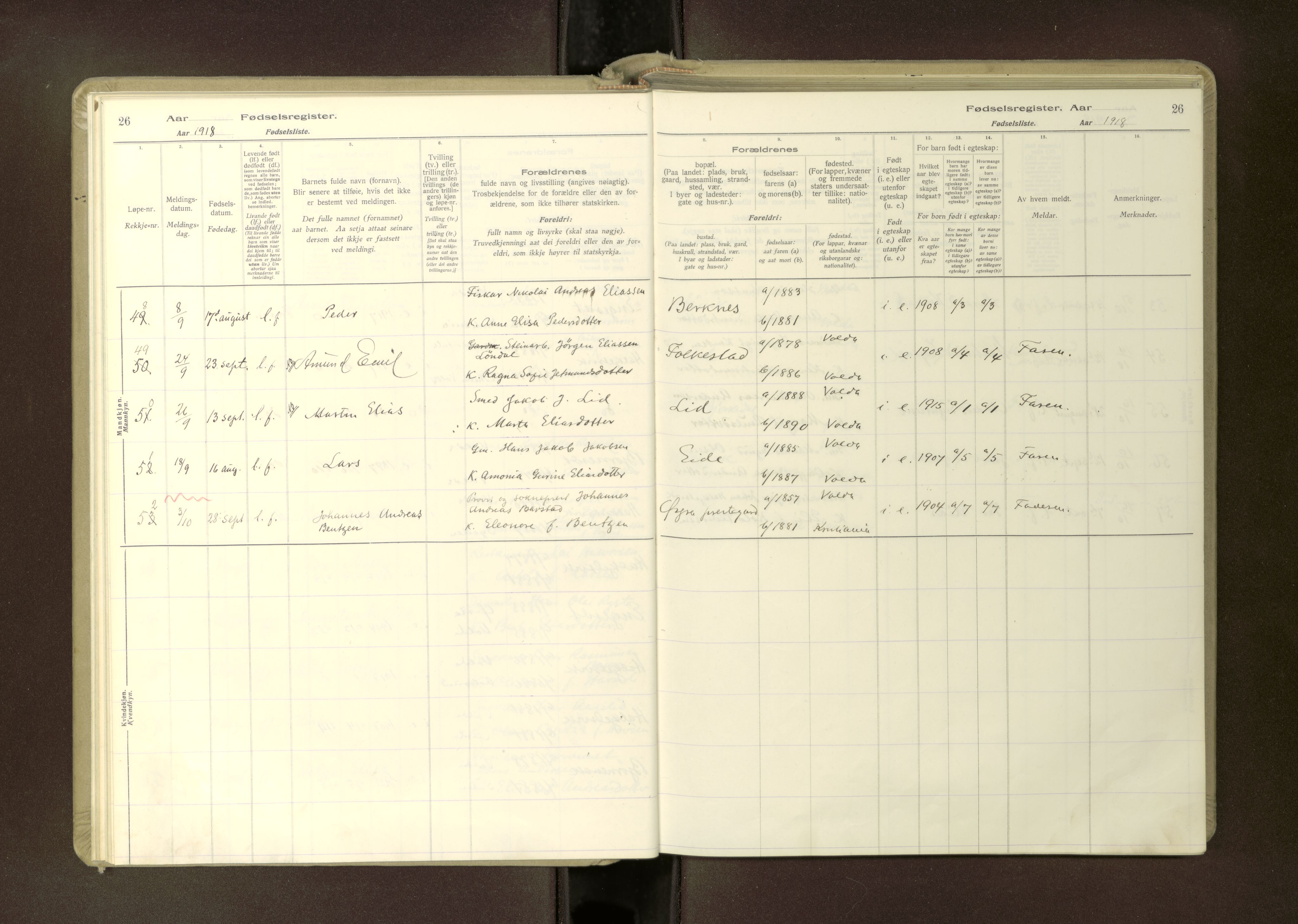 Ministerialprotokoller, klokkerbøker og fødselsregistre - Møre og Romsdal, AV/SAT-A-1454/511/L0165: Birth register no. 511---, 1916-1937, p. 26